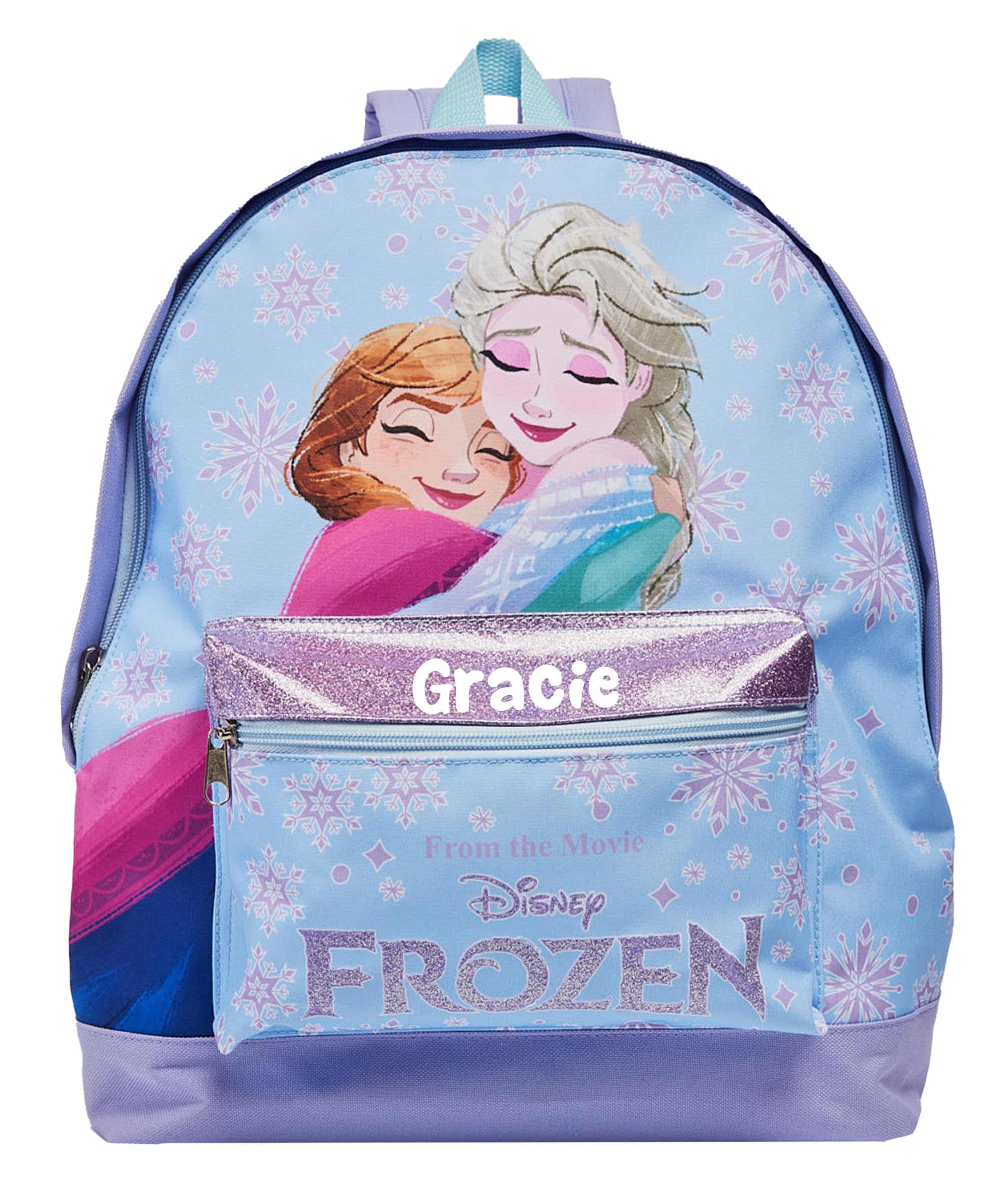 Disney Frozen Personalised Girls Backpack Elsa Anna Bag Rucksack School (Multicoloured)