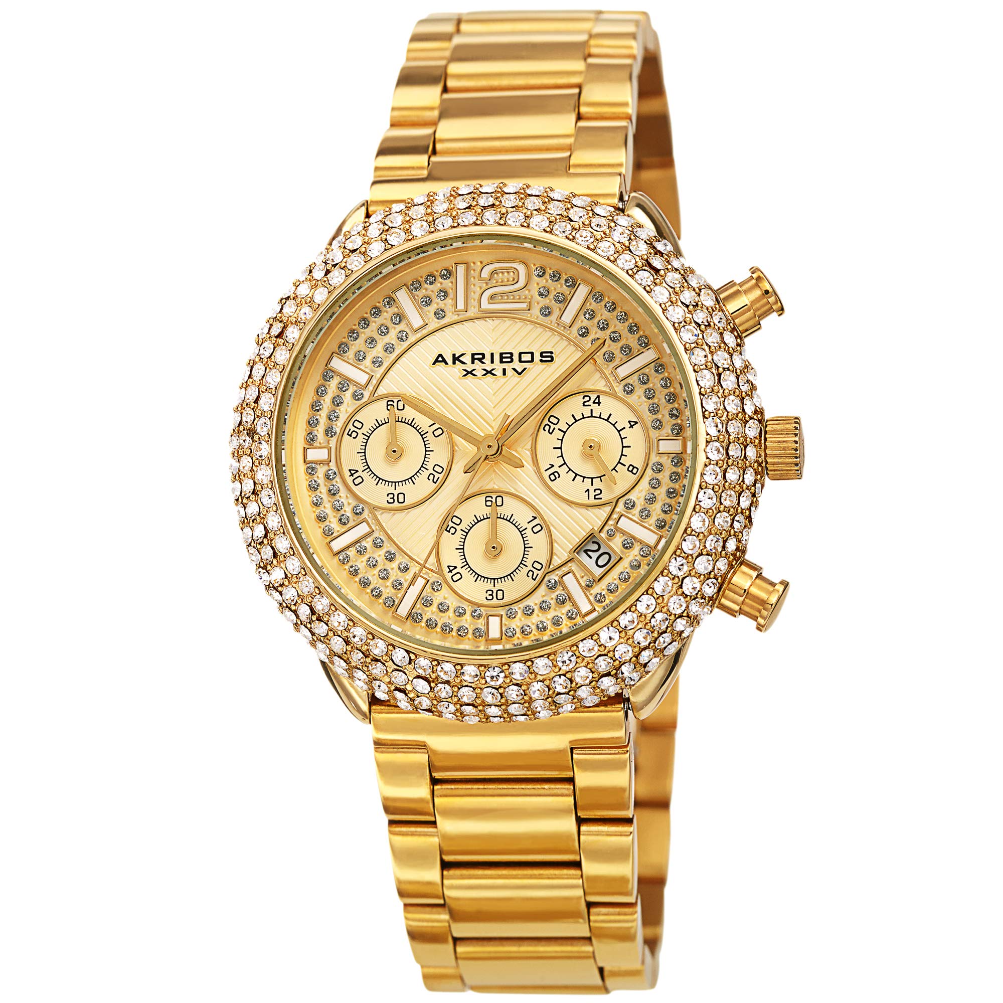 Buy Akribos MultiFunction Swarovski Crystal Accented Steel Bracelet