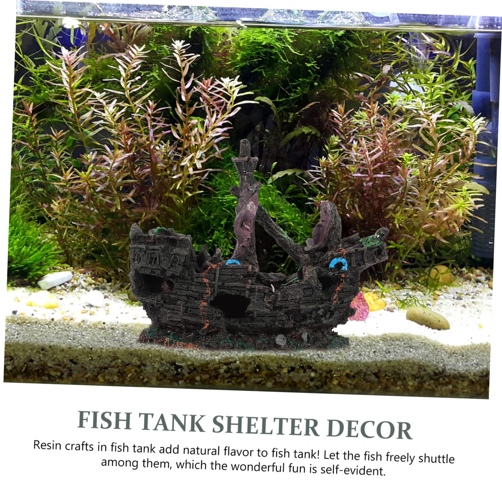 Mipcase 5 Pièces Bateau de Paysage ruines de Bateau de réservoir de Poissons boîte Piscine air Naufrage Ornement résine Aquarium décor d'épave d'aquarium décor de Bateau d'aquarium Brown