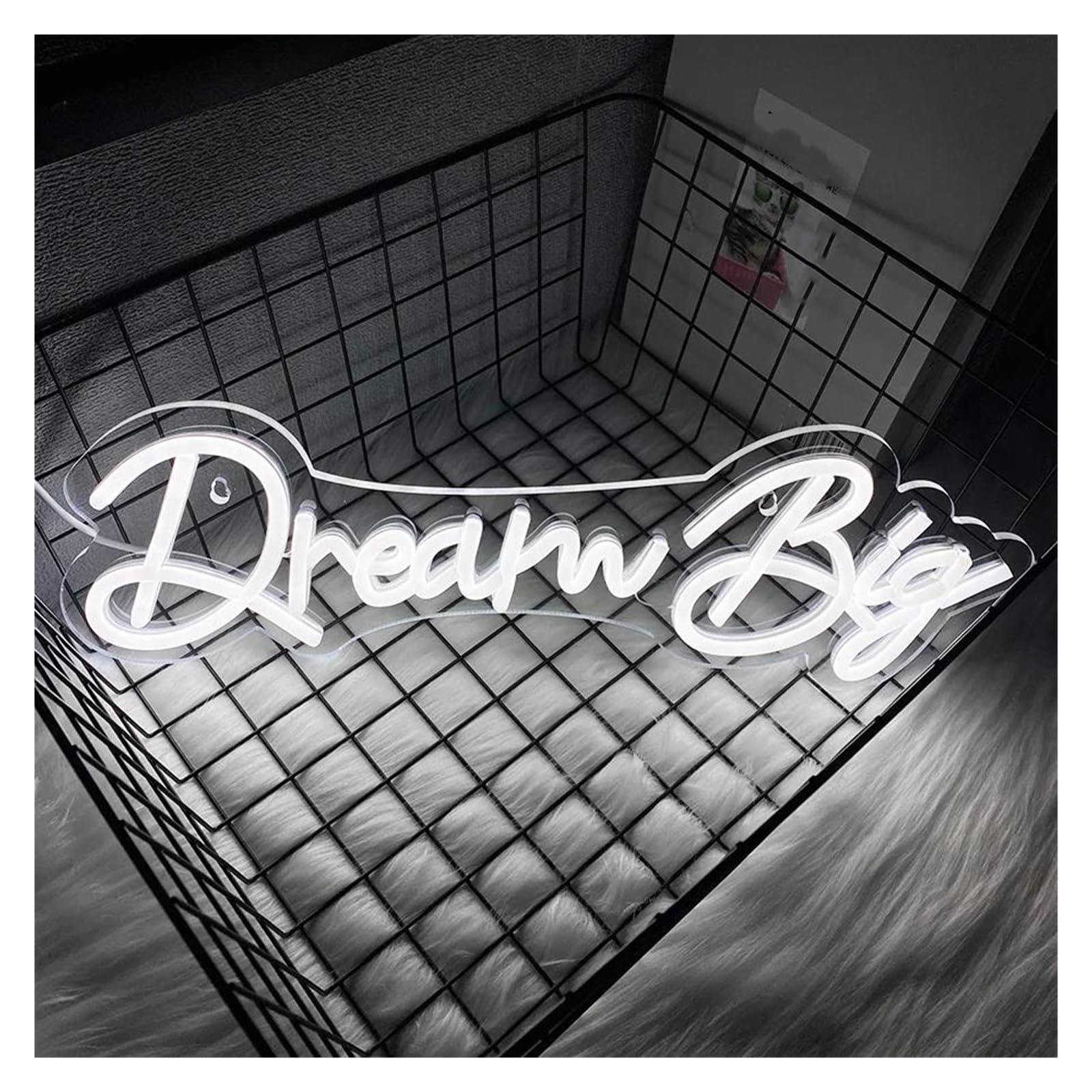 LEMST Sign Lamp Dream Big Neon Sign White Letter Light for Bedroom Library Reading Room Club Art Decor Dimmable USB Lamp 27cmx25cm