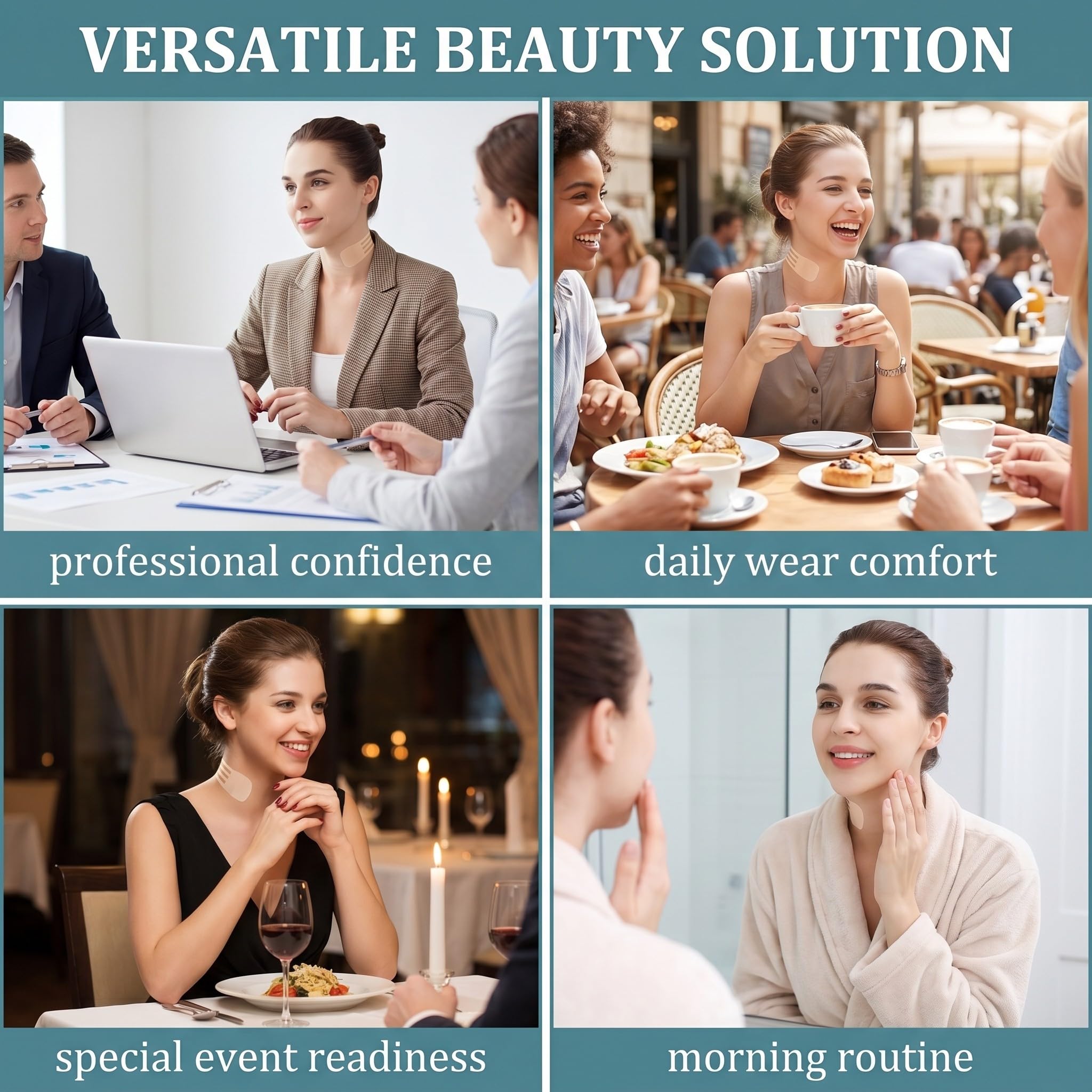 GXGM fascia lifting viso, Cerotti Lifting Collo,Anti-Doppio Mento, Nastro Per Viso,Contro Le Rughe Del Collo, Che Rassodano E Levigano La Pelle,Confezione Da 4 + 20 Patch