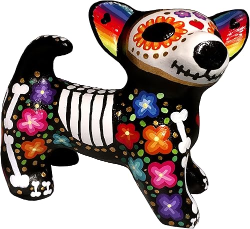 Miniatura 6 de Dia de Muertos. Catrina Dog. Mexican Crafts. Pet Memorial, Memento. Ceramic Figure for The Decoration of Dia de Muertos, Day of The Dead. Original