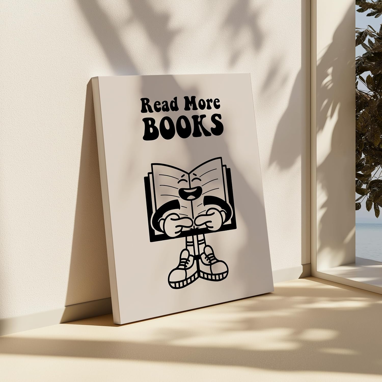 Poster Master Read More Books Canvas - Retro Book Print - Reading & Funky Art - Black Preppy Design - Bookworm Art - Great Classroom or Library Wall Decor - 8x10 STRETCHED Canvas