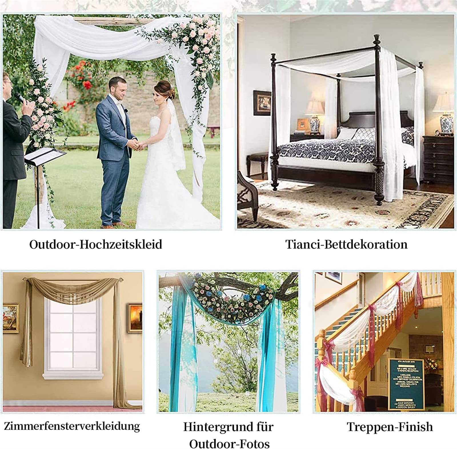 Trayosin 3 Stück Vorhang Querbehang Traubogen,Hochzeitsbogen, Gardine Freihanddeko,Eleganter Langer Fenster Vorhang Gardinen Schals für Babyparty Geburtstag Hochzeit Deko (Lila-Blau,75x550cm)