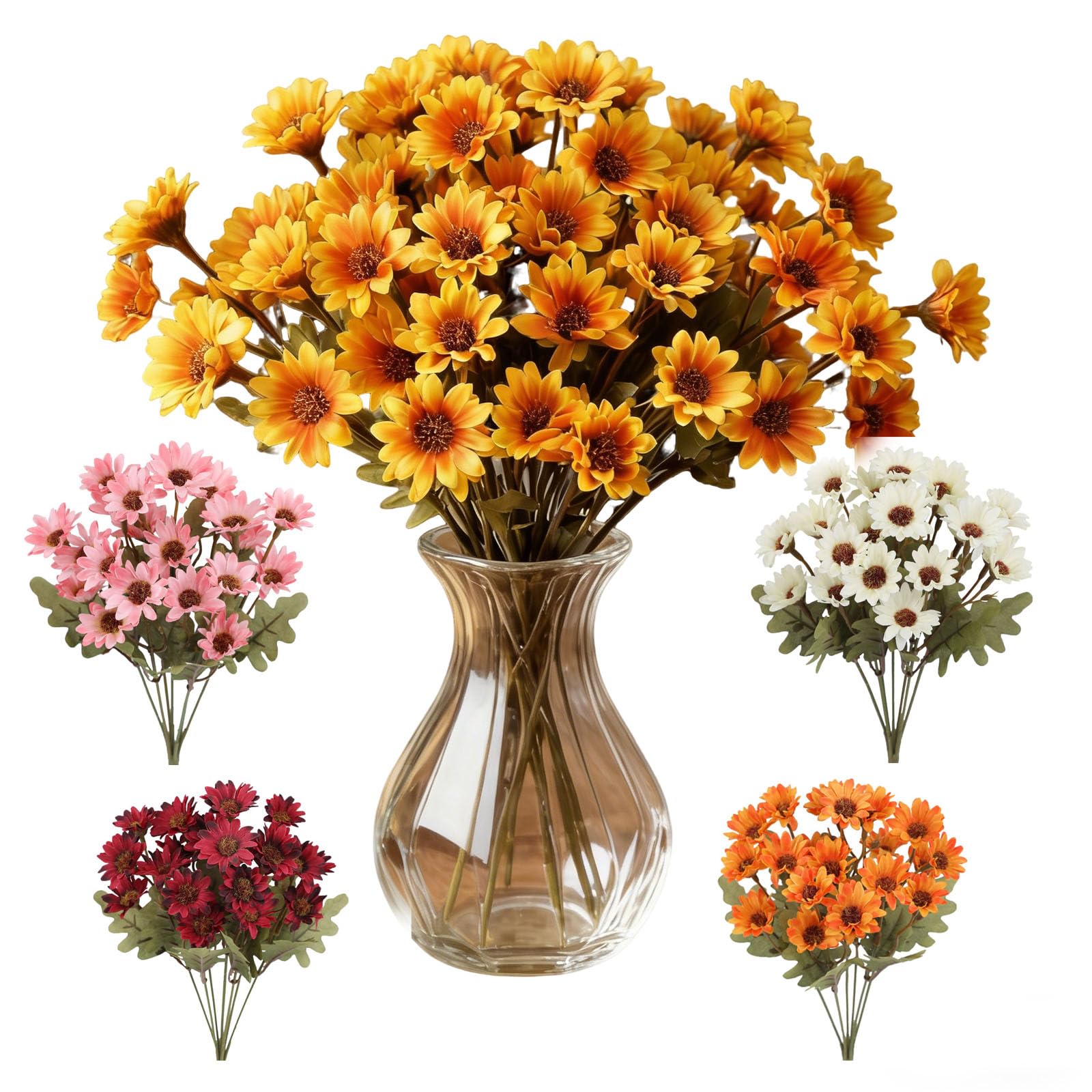 Generisch WQSIRYSTP 4 Bunches Kunstblumen Wie Echt, Hell Und Langlebig, Waschbar, Kann FüR Balkon, Partydekoration Verwendet Werden (Gelb)