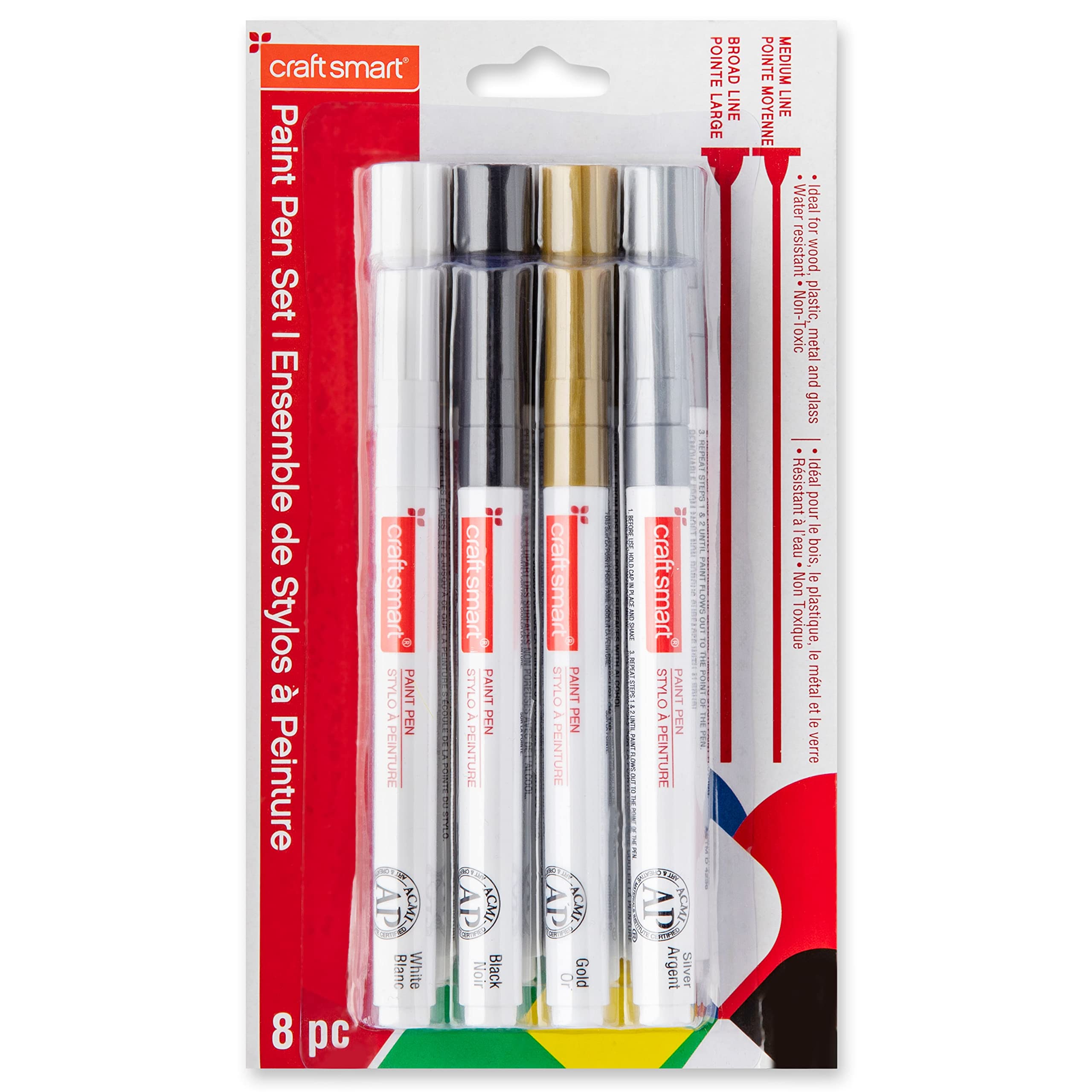 Fine & Broad Paint Pen Set, Black Tie by Craft Smart® 8ct