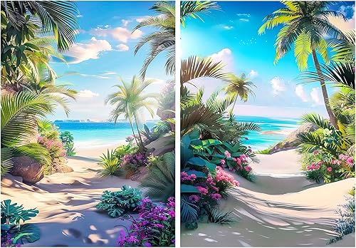 YOYA Paquete de 2 kits de pintura de diamantes de paisaje de playa 5D para adultos, kits de arte de diamantes de playa para bricolaje, pintura de