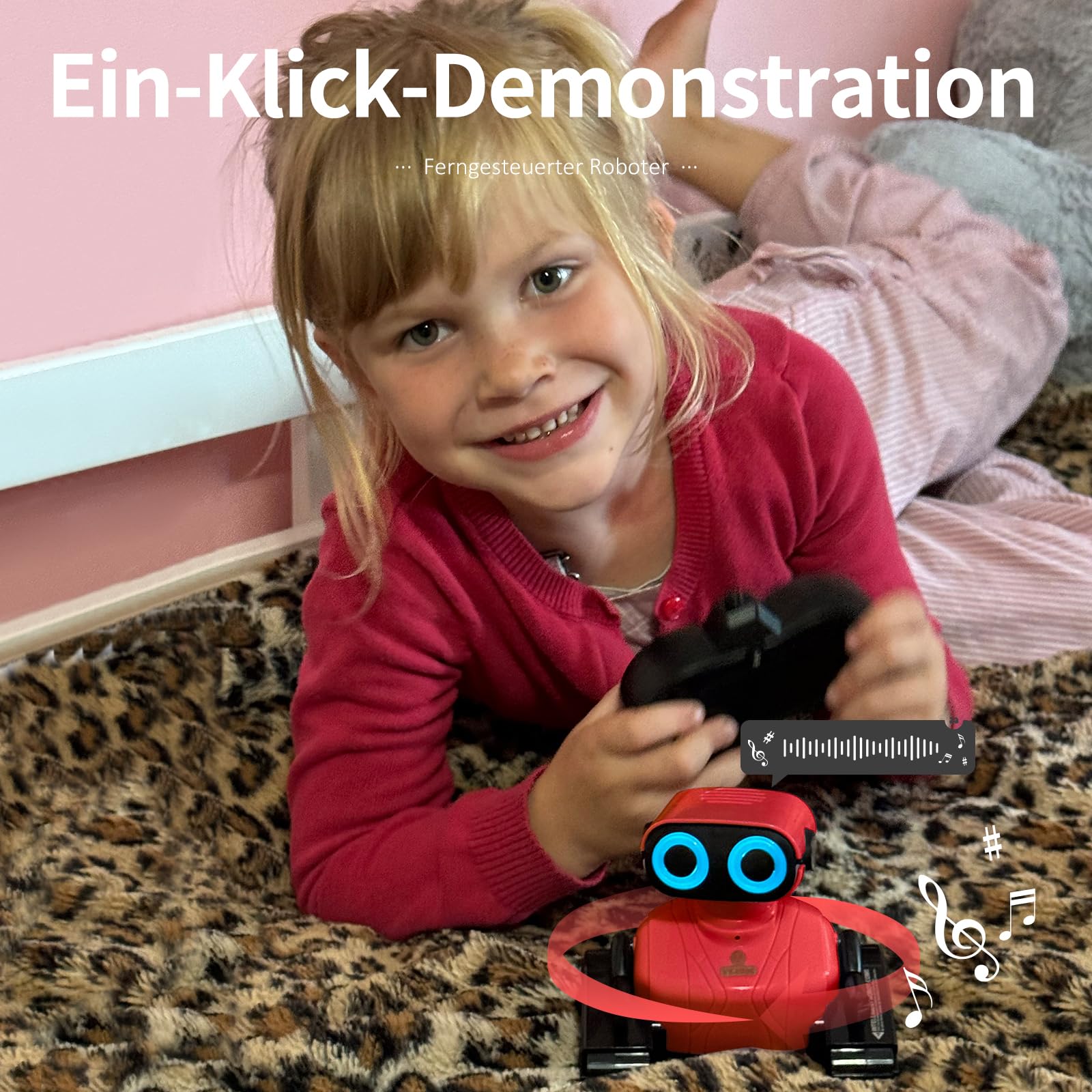 GILOBABY Ferngesteuerter Roboter Spielzeug Mit LED-Augen und Musik - Kinderspielzeug Geschenk für Mädchen Ab 3 Jahre (Rot)