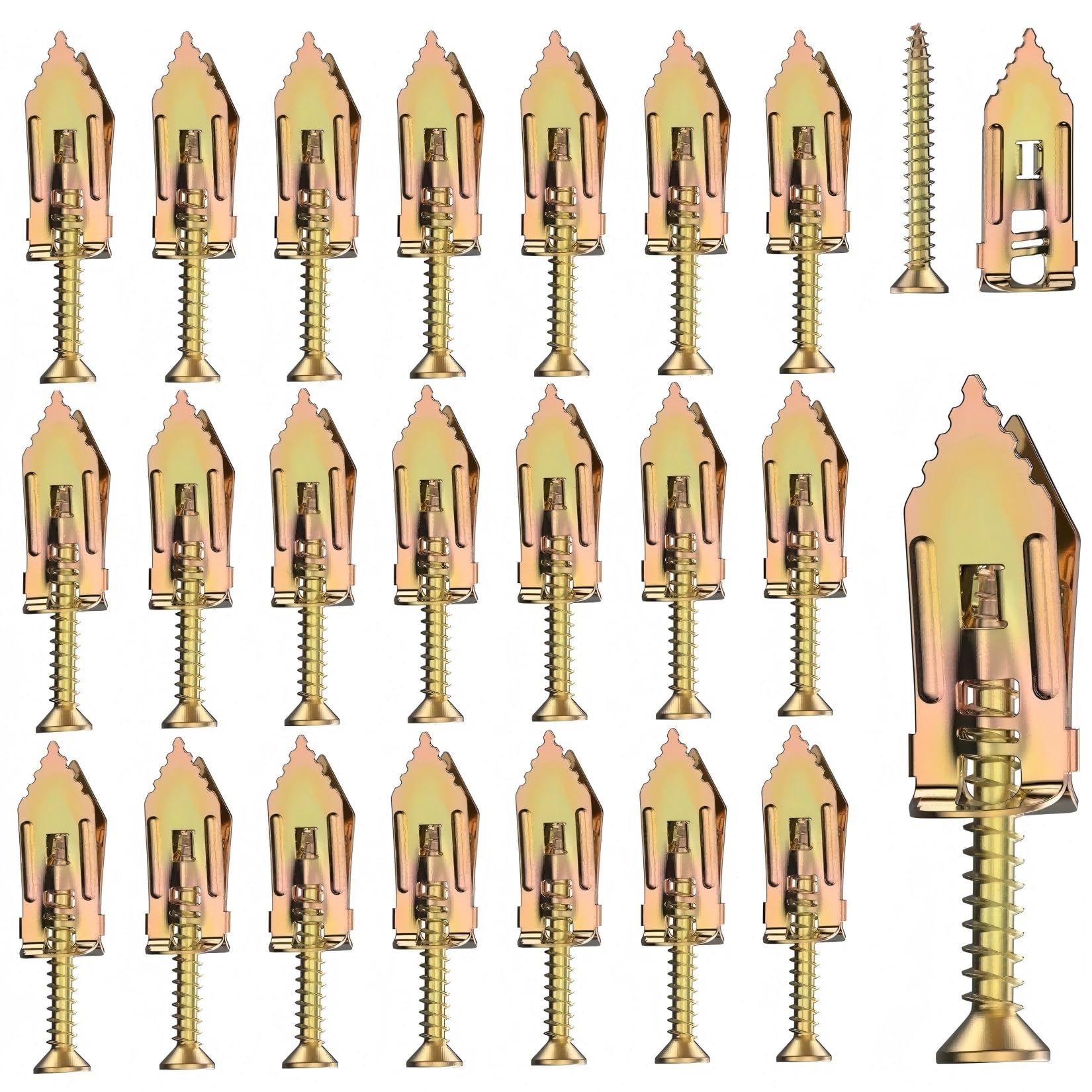 300Pcs Plasterboard Fixings & Wall Plugs, Cavity Fixing Anchors and Screws, Hollow Expansion Anchors With Self Drilling Screws for Gypsum Board - M4x30mm (150 Anchor + 150 Screw)