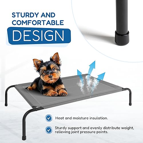 Miniatura 2 de FluffyDream Cama elevada refrescante para perros, camas portátiles elevadas para perros, patas antideslizantes, cama hamaca portátil y duradera para