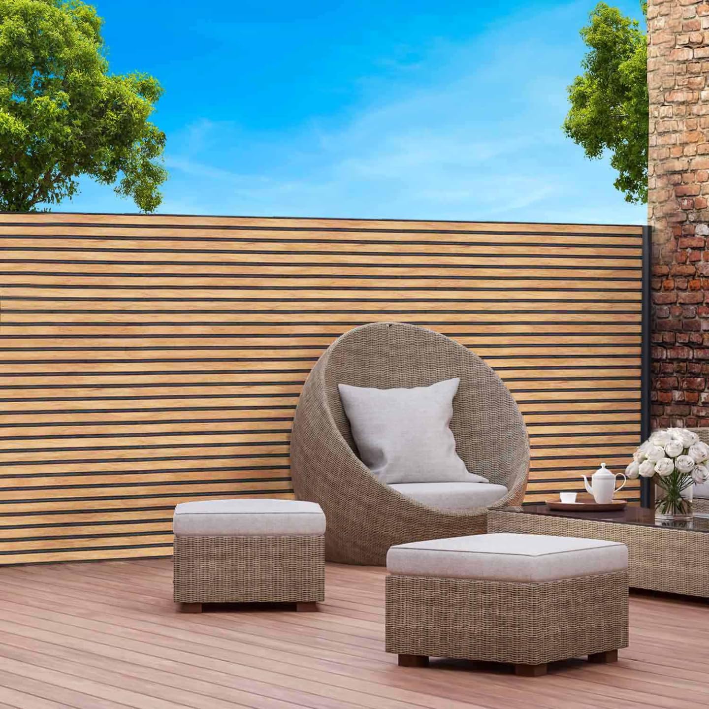 IDMarket - Brise Vue occultant 1,8 x 10 M Effet Claustra en Bois 160 GR/m²