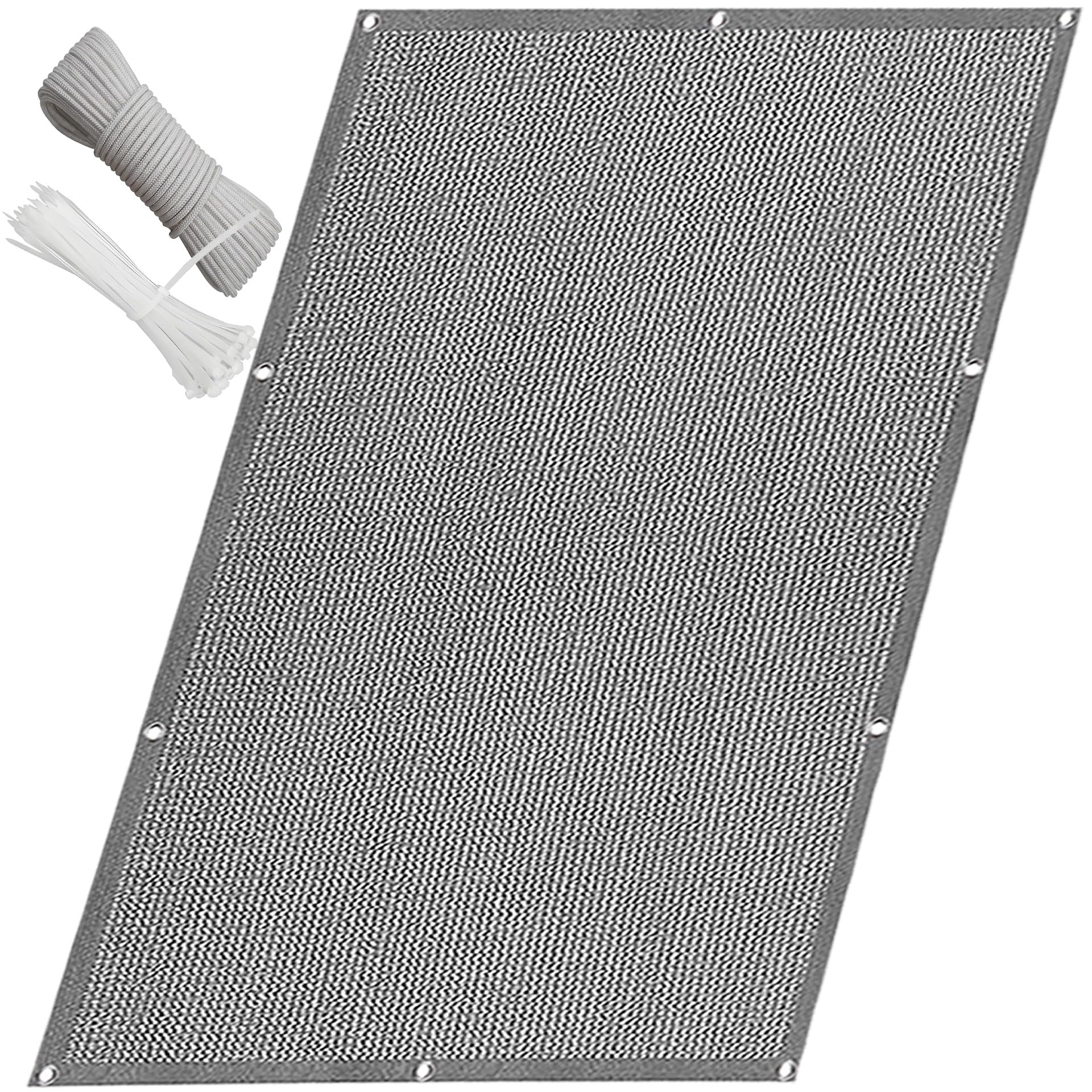 QINLIQIN Windbreak Netting 240 x 400 cm Garden Screening Balcony Cladding UV Protection, Anti-Peeping with Rope and Stainless Steel Eyelets for Backyard Deck Railing Pools, Light Grey