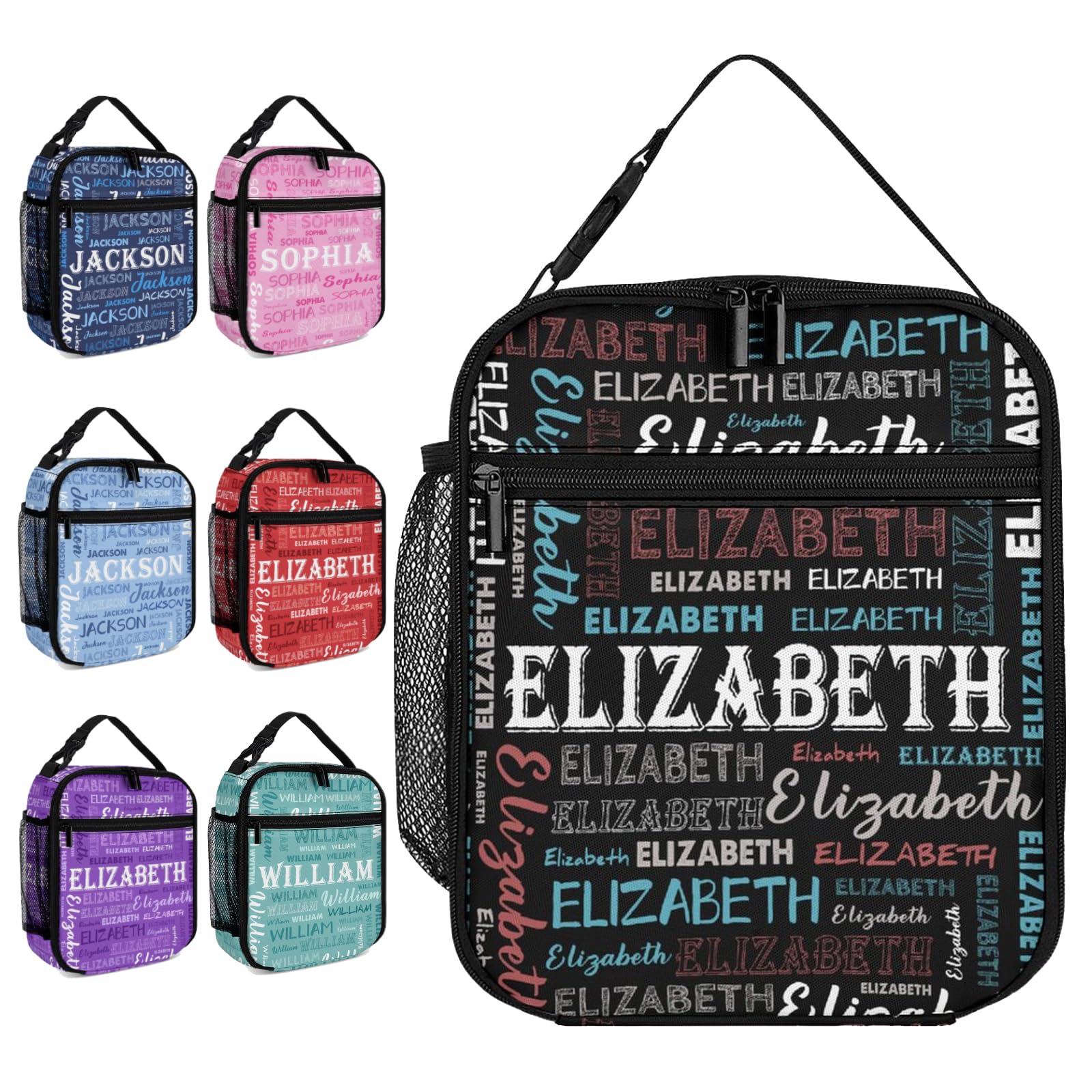 Custom Lunch Bag for Women Men Kids, Personalized lunch Box with Name Text, Customized Reusable Cooler lunch Tote Bag for School, Travel, Work,
