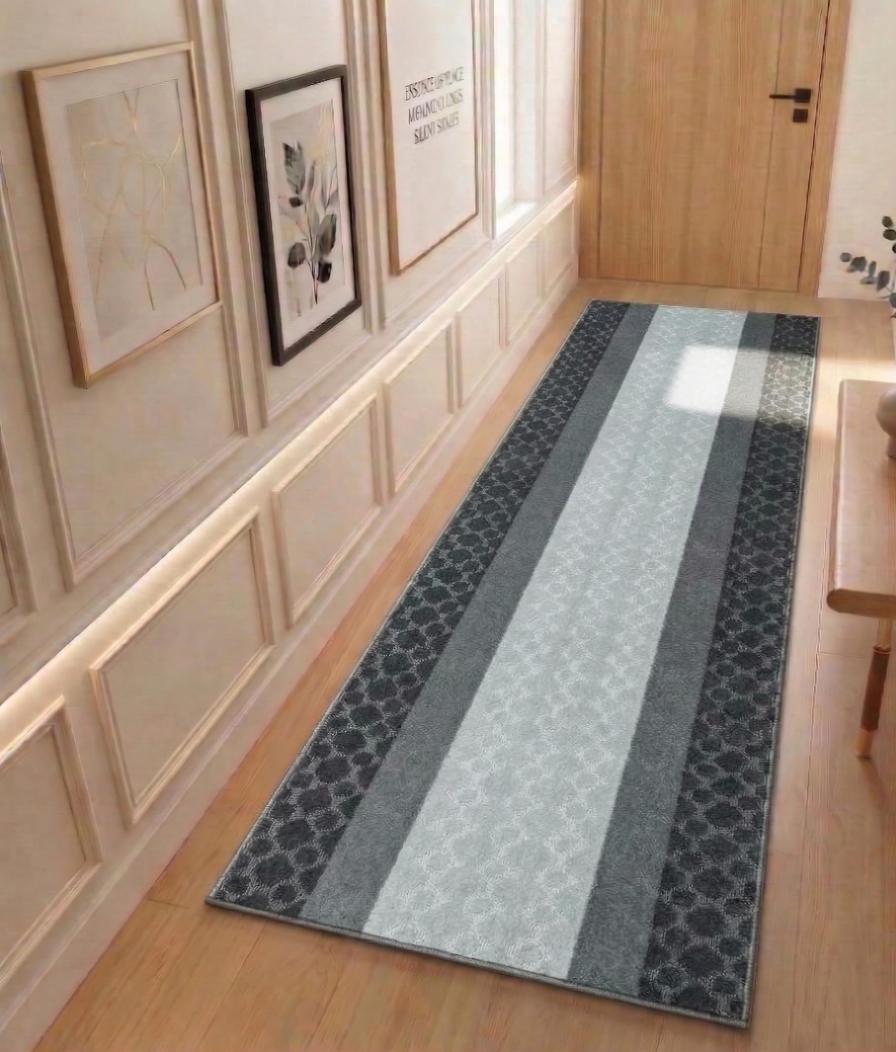 BestHomeCustom Custom Size Hallway Runner Rug Grey Color 31 inch Wide Select Your Length Non-Slip (Skid Resistance) Rubber Backing 13 feet x 31 inch
