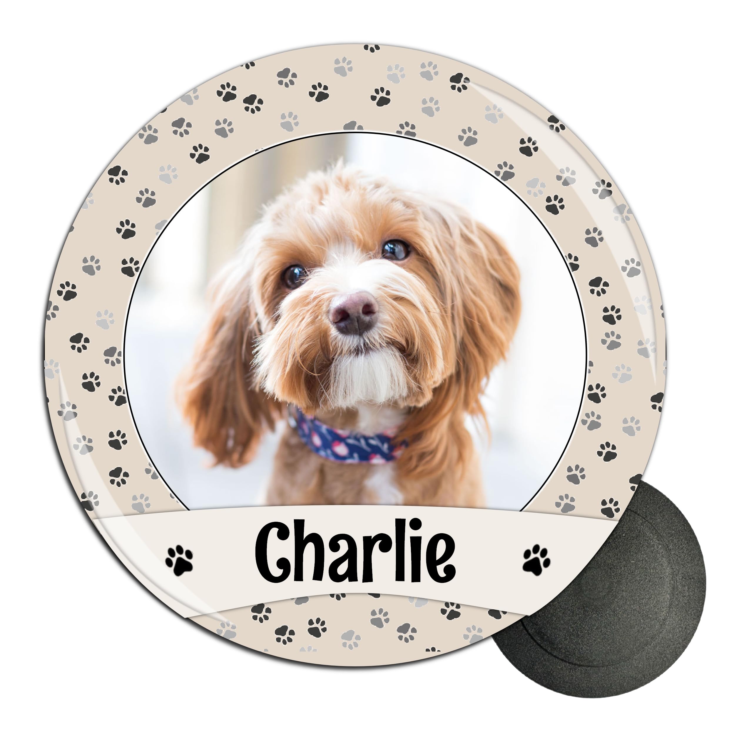 Personalised Round Custom Paw Prints Pet Photo Fridge Magnet badge Magnetic picture 75mm / 7.5cm Cat Kitten Dog Puppy Rabbit Any Pet