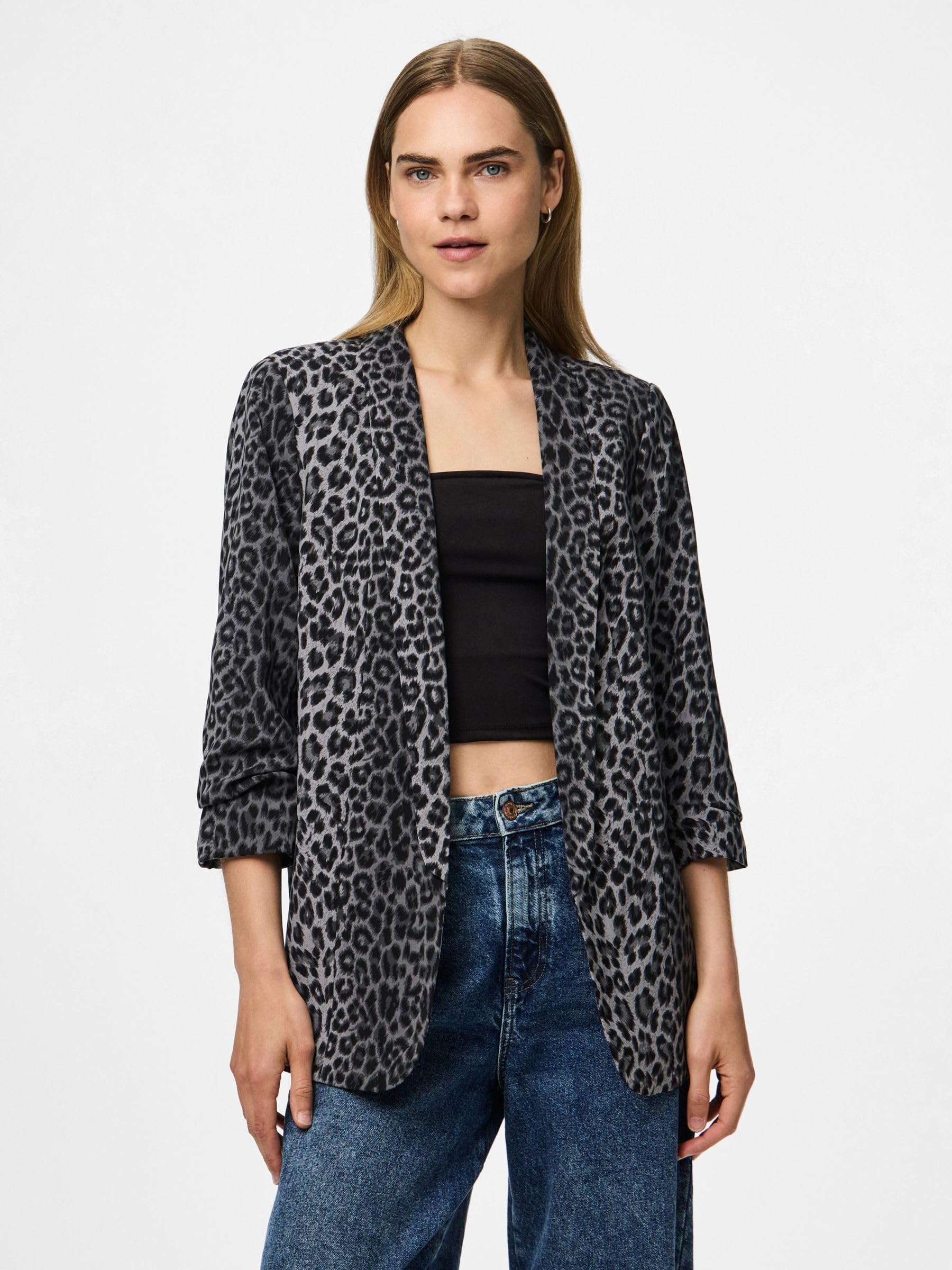 PIECES Pcbosella 3/4 Printed Blazer Noos BC, szary, S damski, Szary, S