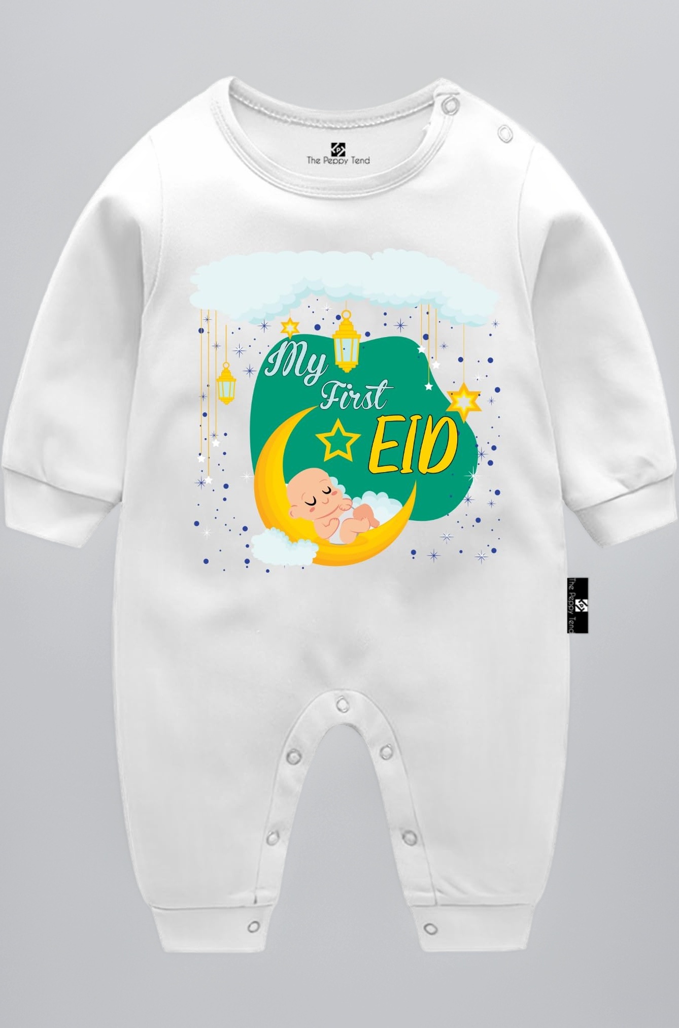 "My First Eid Baby Unisex Printed 100% Cotton Full Rompers Full Sleeves Regular Fit