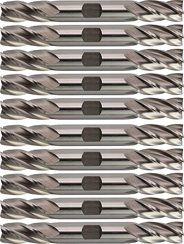 10 fresas M2 HSS de doble extremo, nariz cuadrada, acabado sin revestimiento (brillante), corte de 12 pulgada, loC de 1 pulgada, 4-18 pulgadas,