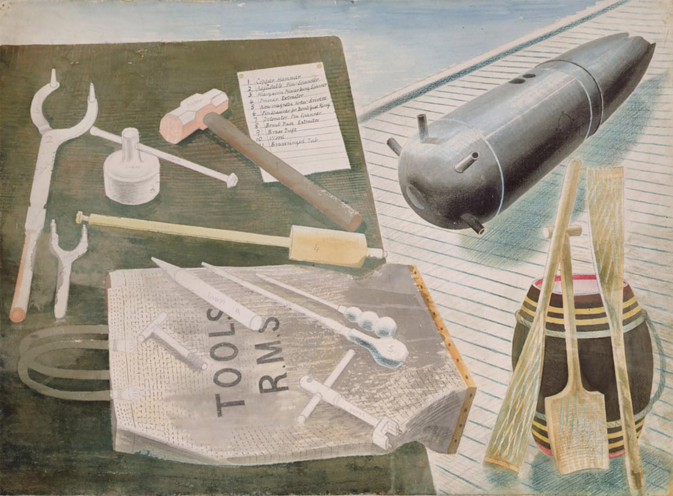 SERENDIPITP Abstract Painting Mural Print Picture Wall Decor Painting Bomb Disposal Kit by Eric Ravilious Vintage Wall Artwork for Home Decor 60x90cm