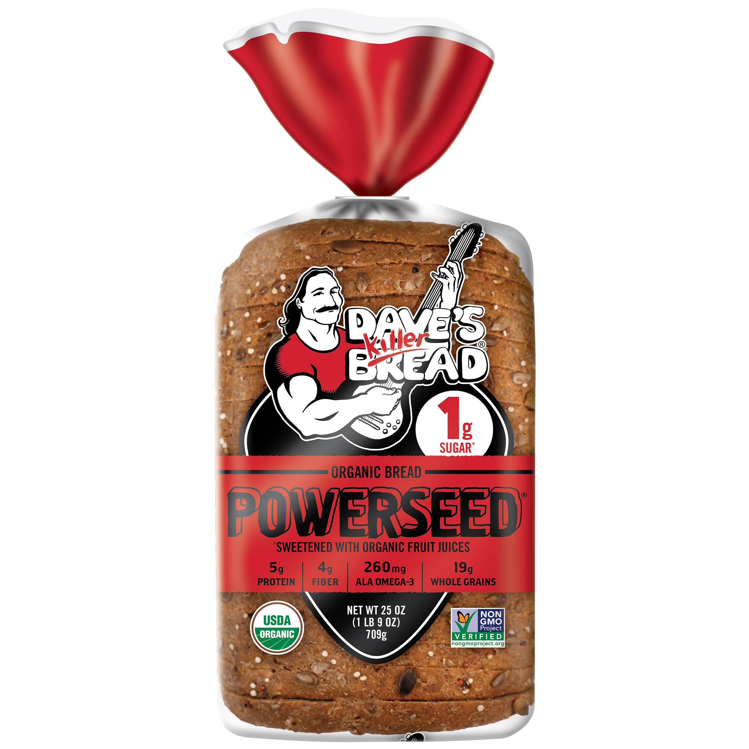 Dave's Killer Bread Powerseed, Seeded Organic Bread, 1g Sugar per Slice, 25 oz Loaf