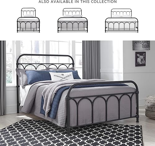 Miniatura 6 de Signature Design by Ashley Nashburg Industrial Farmhouse - Cama de metal, matrimonial, negro mate