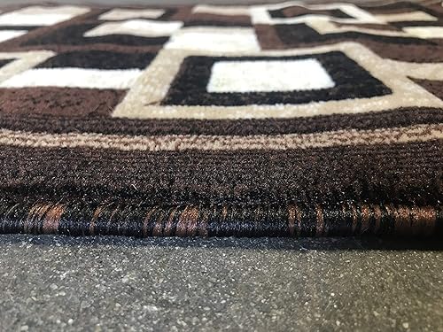 Miniatura 5 de Alfombra moderna de pasillo largo con diseño negro y marrón 508 (31 pulgadas x 15 pies 8 pulgadas, negro)