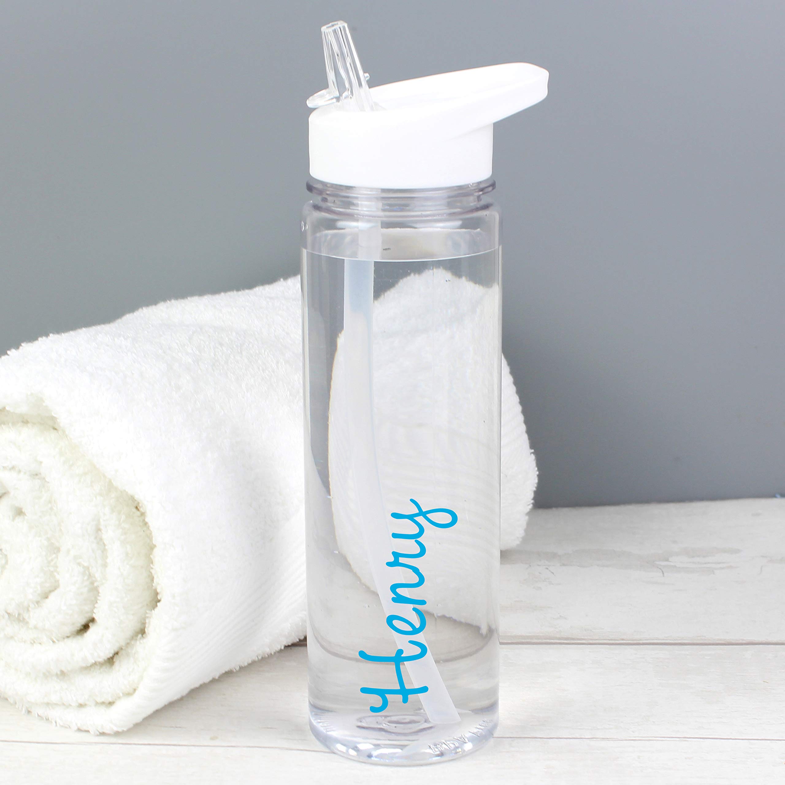Personalised Memento Blue,White Personalised Blue Name Water Bottle Bpa Free 750Ml For School, Work, Teachers, Gym, Cycling, Summer