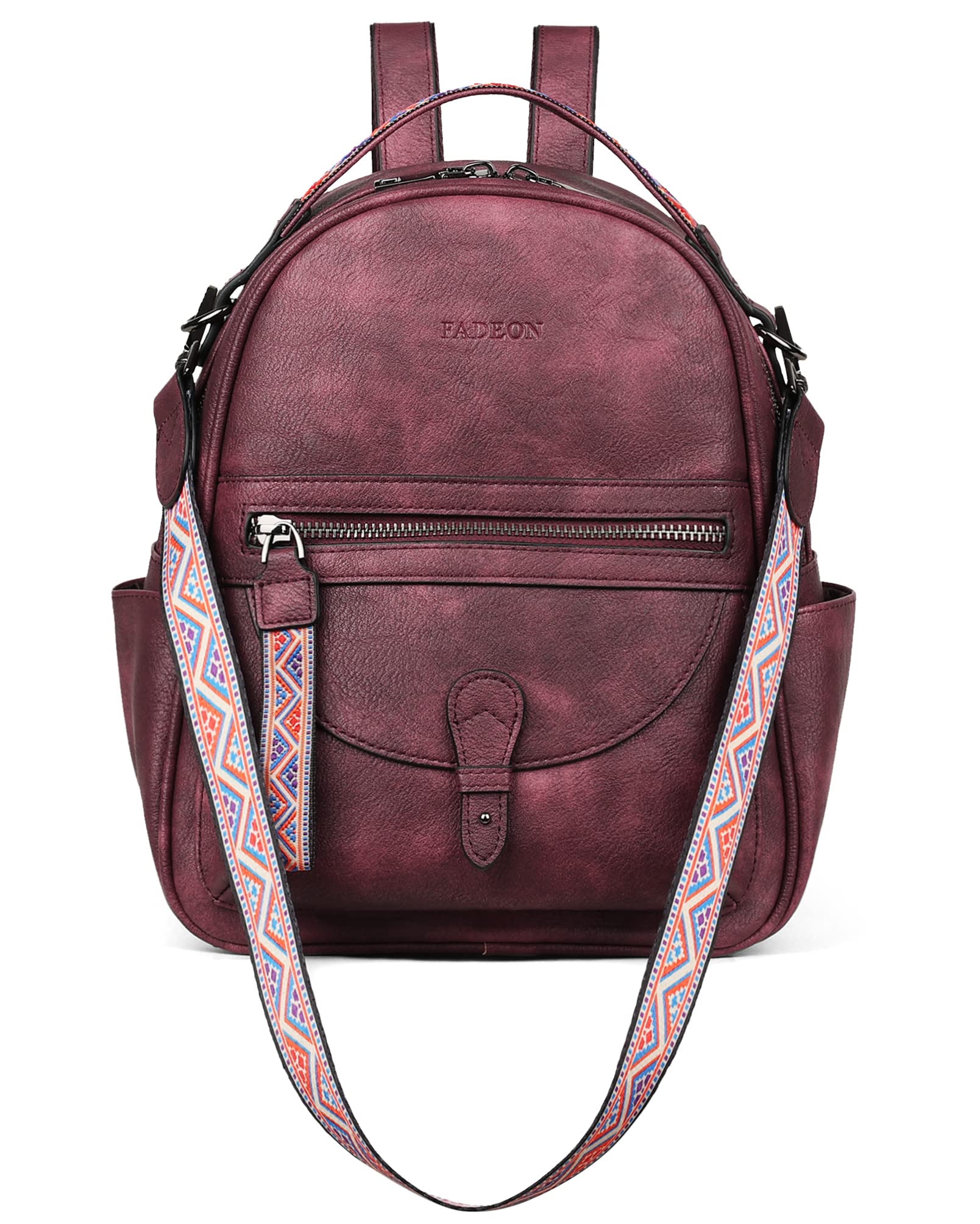 FADEON Mini Backpack Purse for Women, Designer Leather Cute Roomly Backpacks, Daily Ladies Shoulder Backpack Fashion Handbag