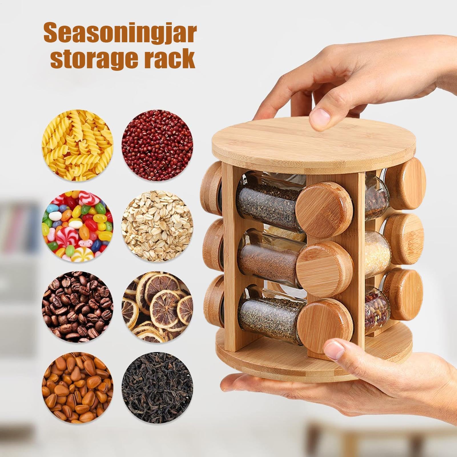 Organizzatore di concessione in legno, portaspezie in legno, contenitore per sale e spezie, per cucina, porta sale