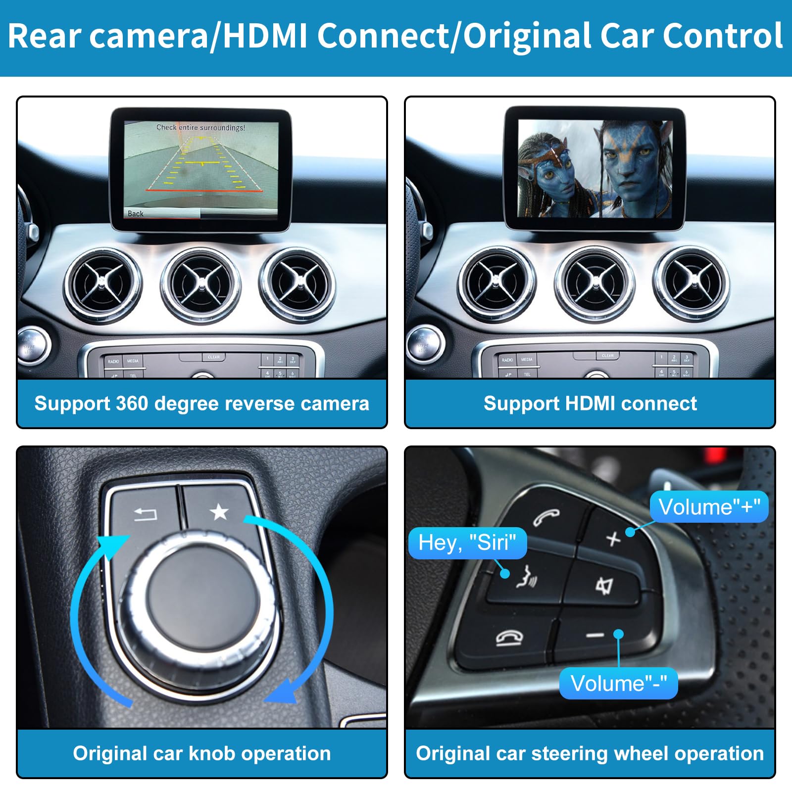 Wireless CarPlay & Android Auto Retrofit Kit dekoder do Mercedes Benz A/B/C/GLK/GLA/GLC/GLS/ML/GL/SLK/E/G/V klasy z NTG5.0, obsługuje nawigację, reflektor lustrzany, kamera cofania