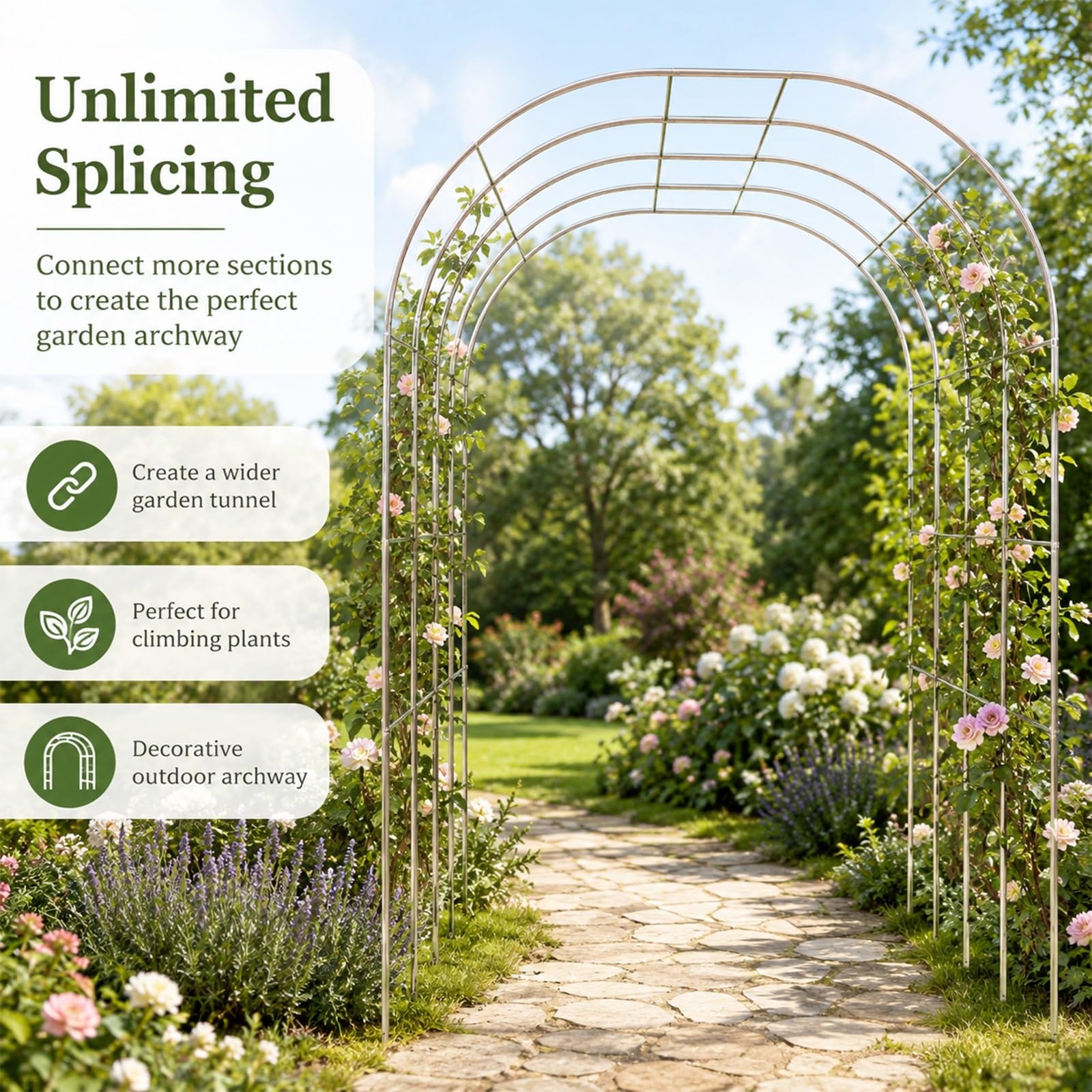 Treillis de jardin en acier résistant aux intempéries pour plantes grimpantes – Cadre durable de 19 mm de large x 2,4 m de haut, installation facile, parfait pour la décoration extérieure et le