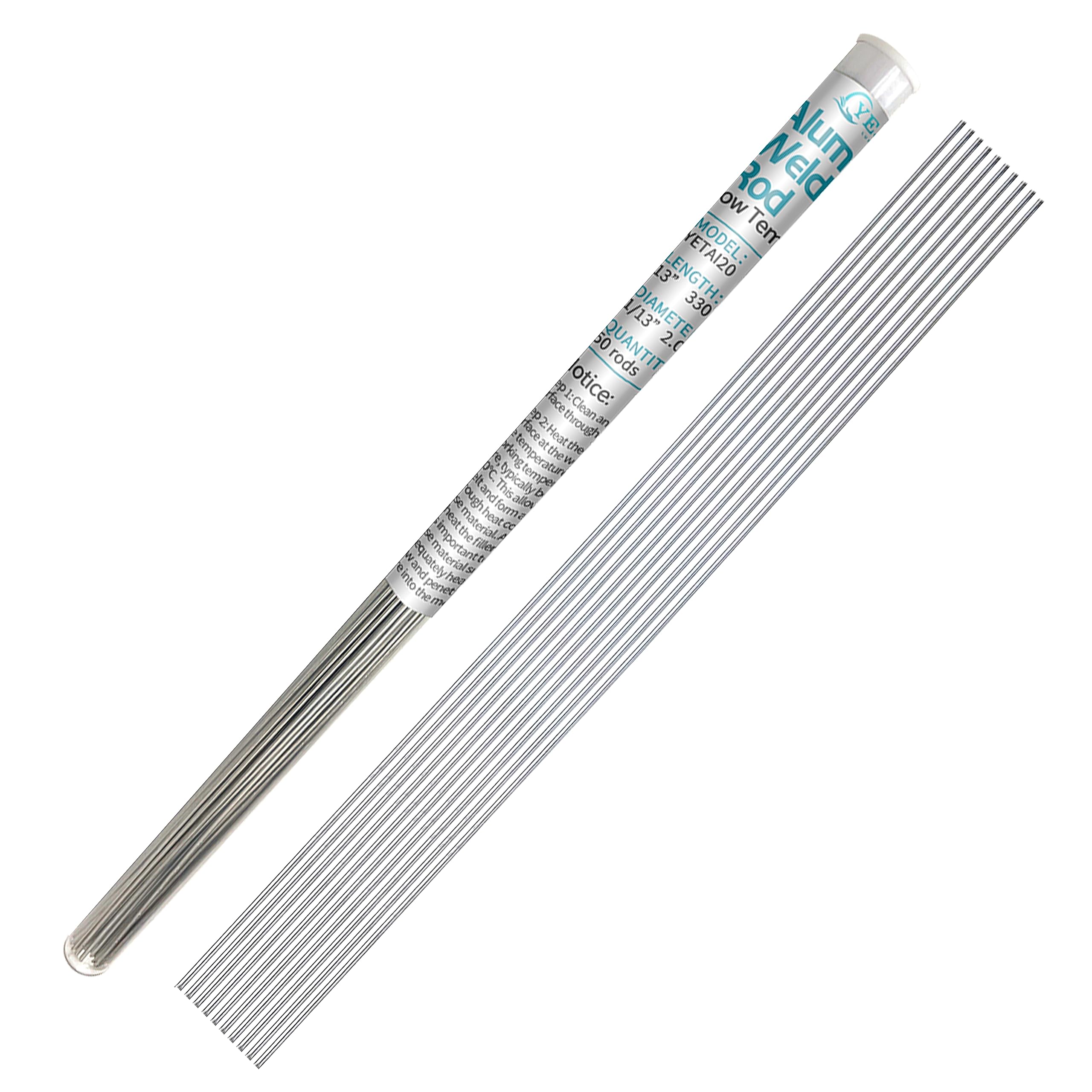 50 rods Aluminum Brazing Rod 1/13 For Propane Torch, Flux Core Aluminum Brazing Rods NO NEED Flux, Aluminum Repair Simple Solution (13" Length)