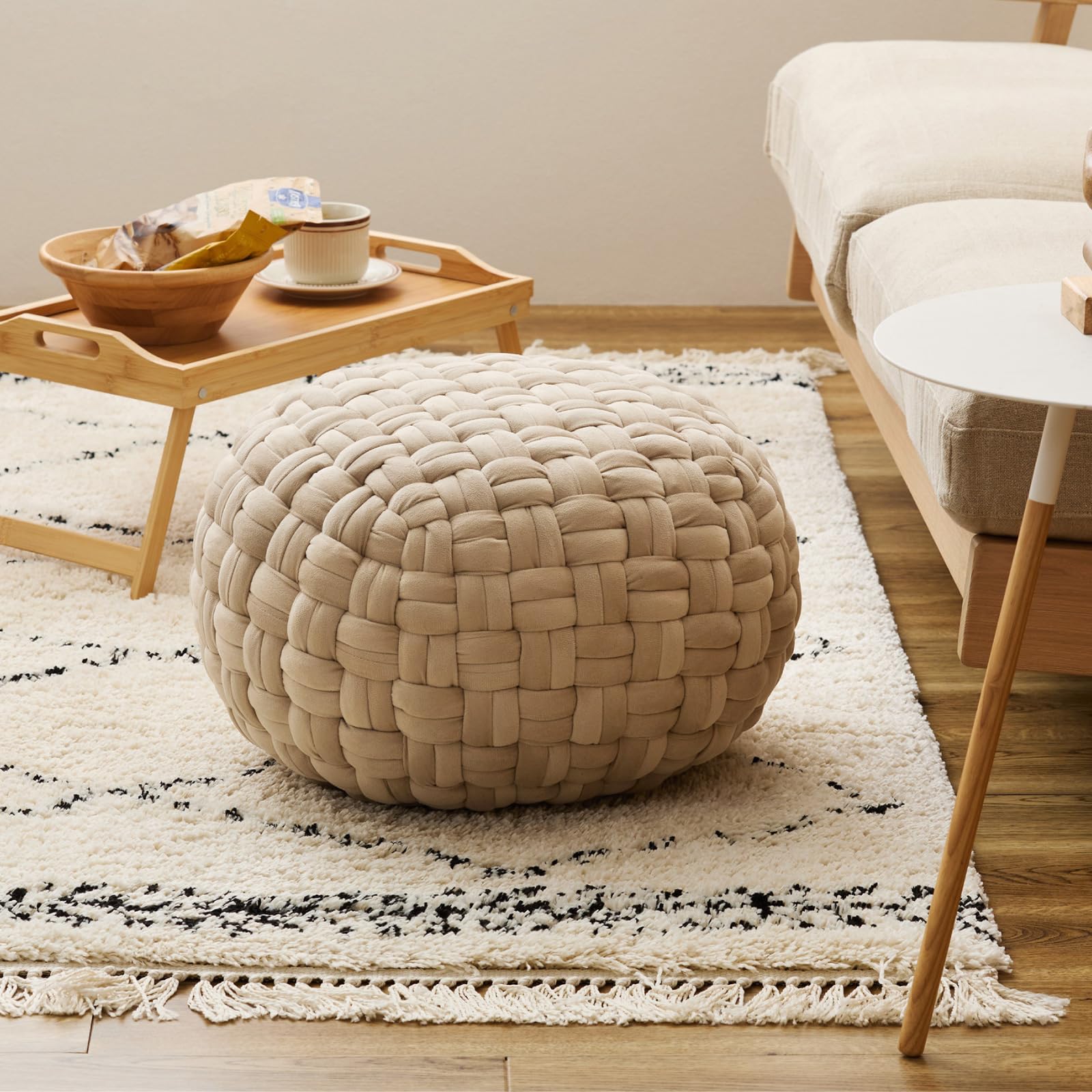 Amazon.co.jp: 萩原 プフ スツール クッション ベルベットプフ