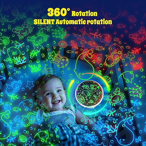 Miniatura 6 de Proyector de luz nocturna, luz nocturna para habitación de niños con control remoto y temporizador, rotación de 360, 3 películas de proyección, 18