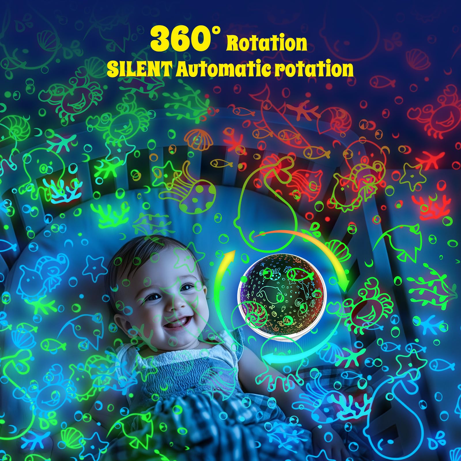 Stern-Nachtlicht für Kinder, Nebel, Sternenprojektor, 360 Grad drehbar, 4 LED-Leuchtmittel, 18 Lichtfarbwechsel mit USB-Kabel, romantisches Geschenk für Männer, Frauen, Kinder (weiß)