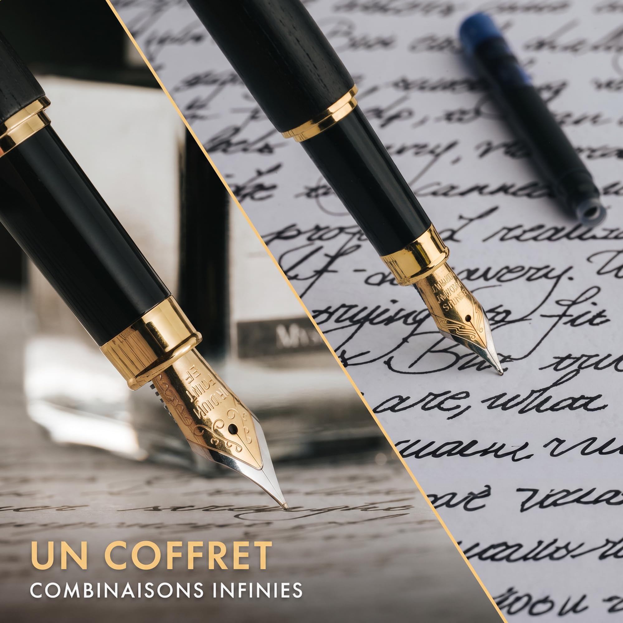 Wordsworth & Black Stylo Plume en Bois de Bambou, Plume M + EF