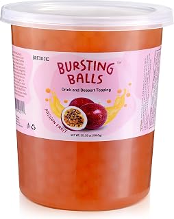 Popping Boba Pearls Bursting Tea Balls Drink & Dessert Topping Strawberry Mango Blueberry Passion Fruit Flavored Bubble Tea Pearls (Passion Fruit)