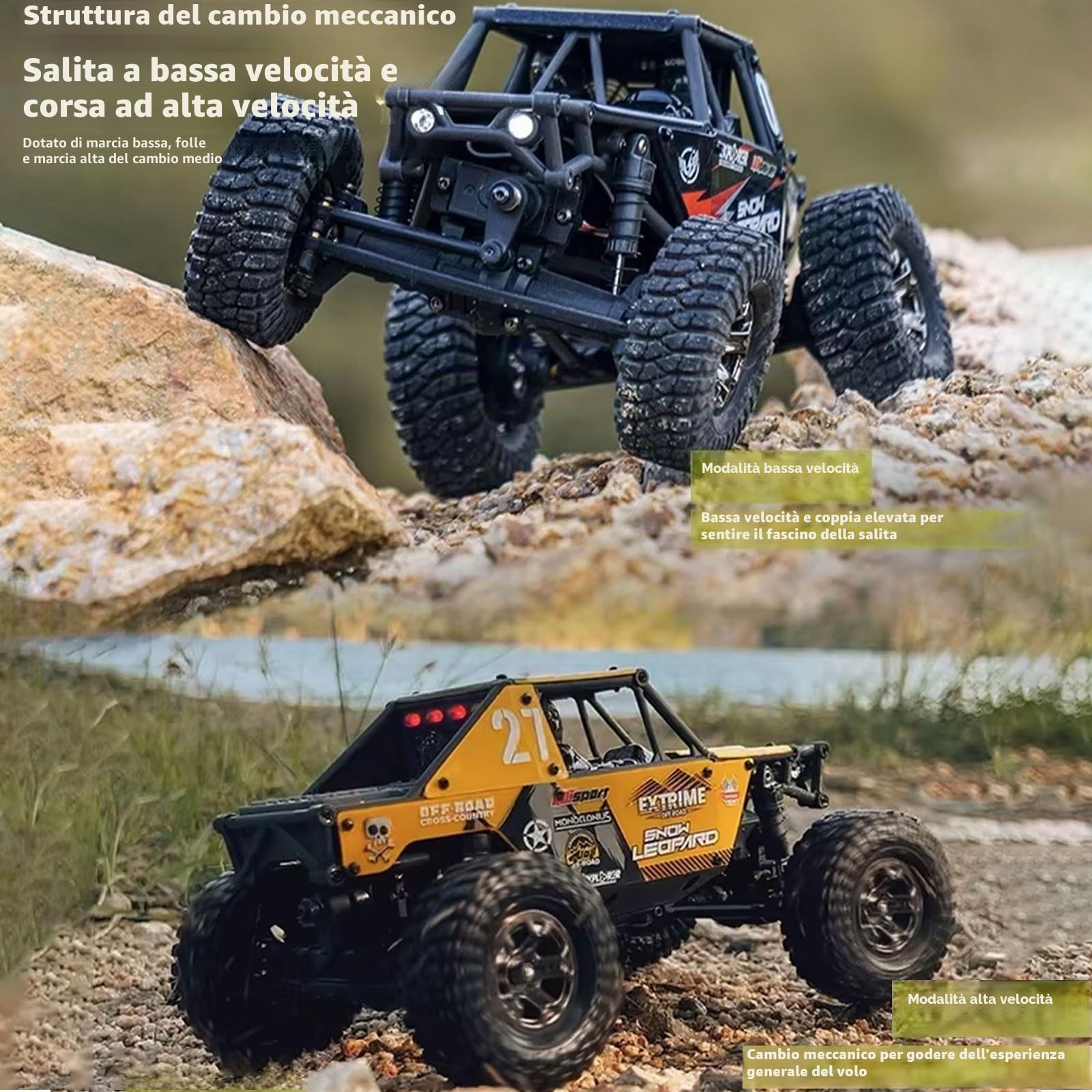 Auto RC Crawler 1/24 UDI RC UCX2405PRO 4wd Mini Climb Racing Motore brushless 4 ruote sterzanti Trasmissione a 3 velocità Giocattolo RTR (giallo)