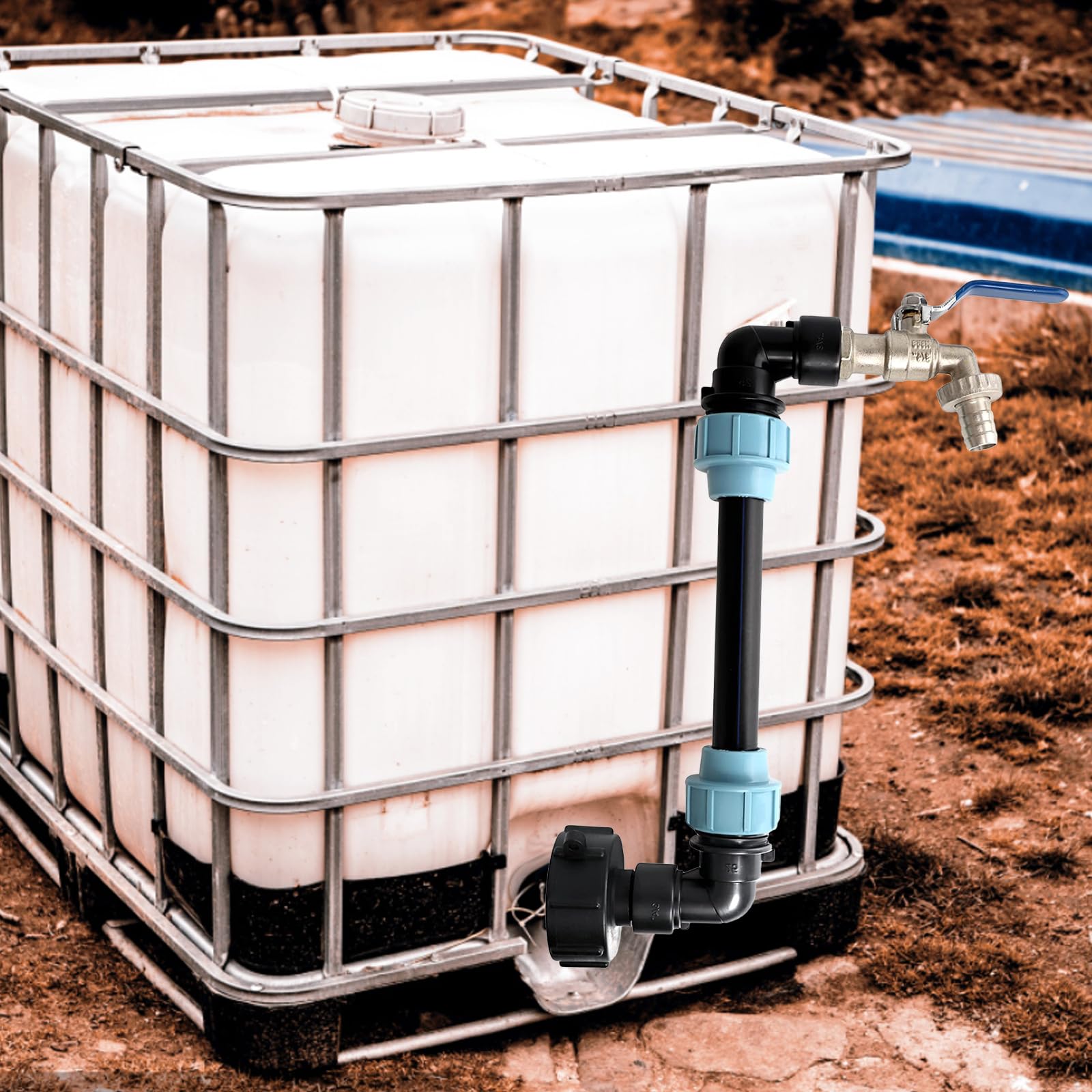 Kran wylotowy typu gęsia szyja - mosiężny adapter do zbiorników na wodę deszczową i nawadniania ogrodu, łatwy w instalacji