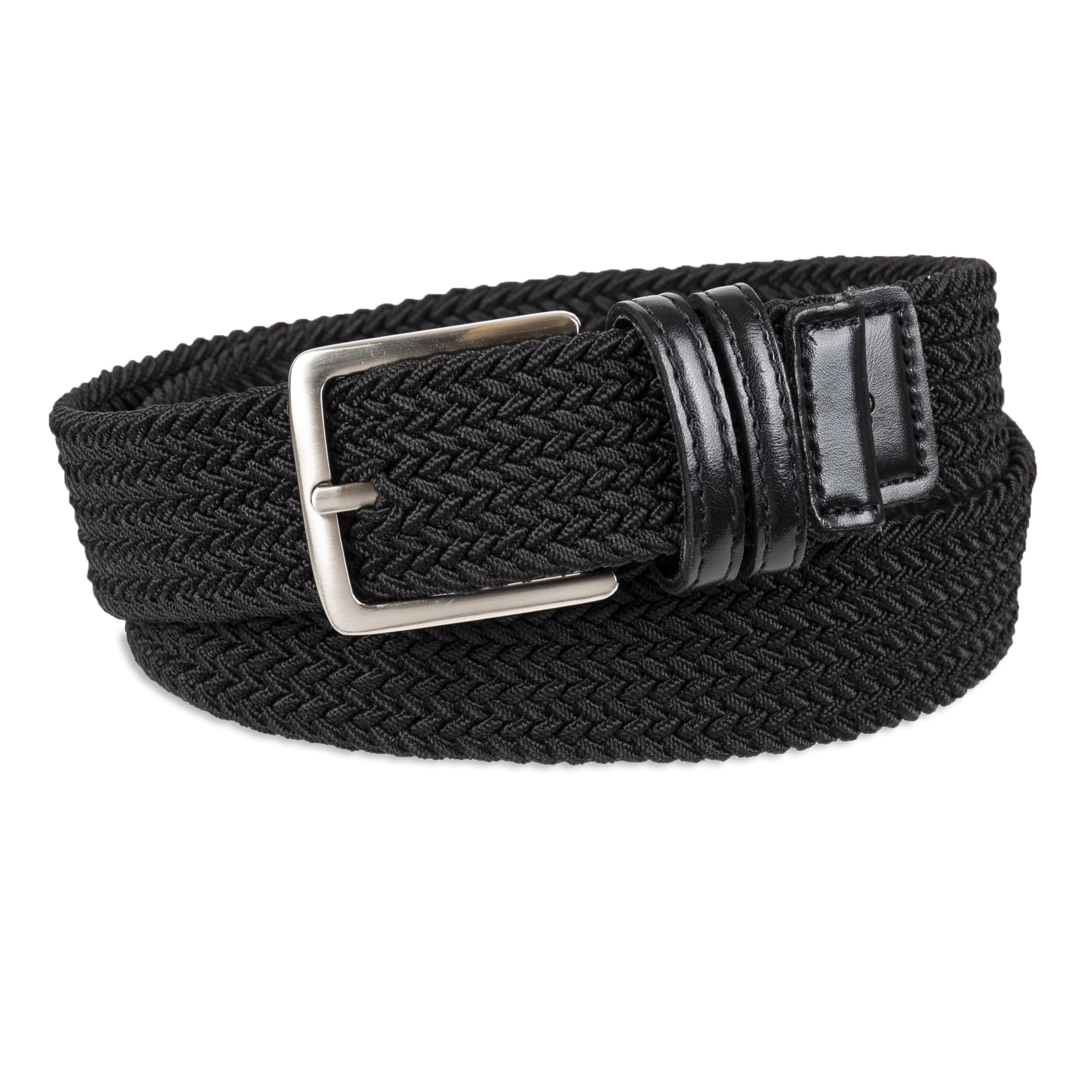 Dockers Men's Casual Everyday Braided Fabric Fully Adjustable Web Belt, Black, X-Large (42-44)