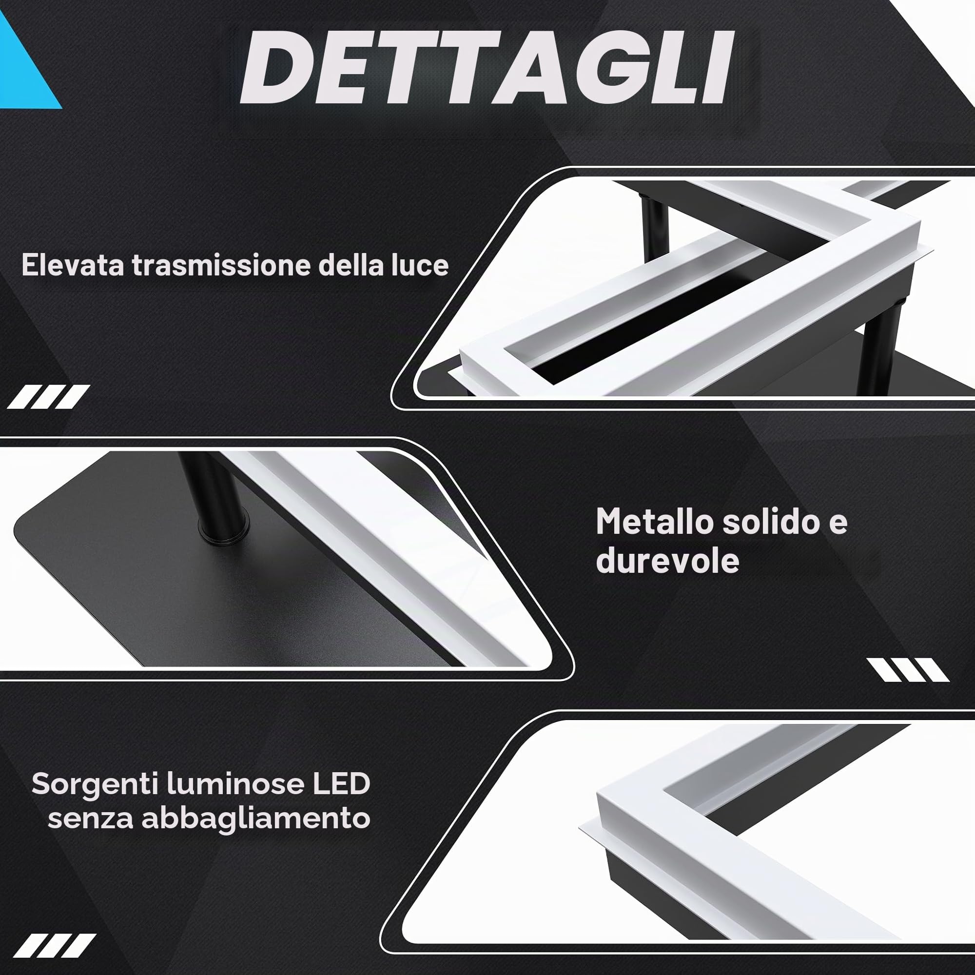 Froadp Moderna lampada da soffitto a LED, dimmerabile, 60 W, colore nero, 40 cm, lampada da soffitto quadrata con telecomando, lampada da soggiorno 2800 – 6500 K, IP44, a risparmio energetico, per