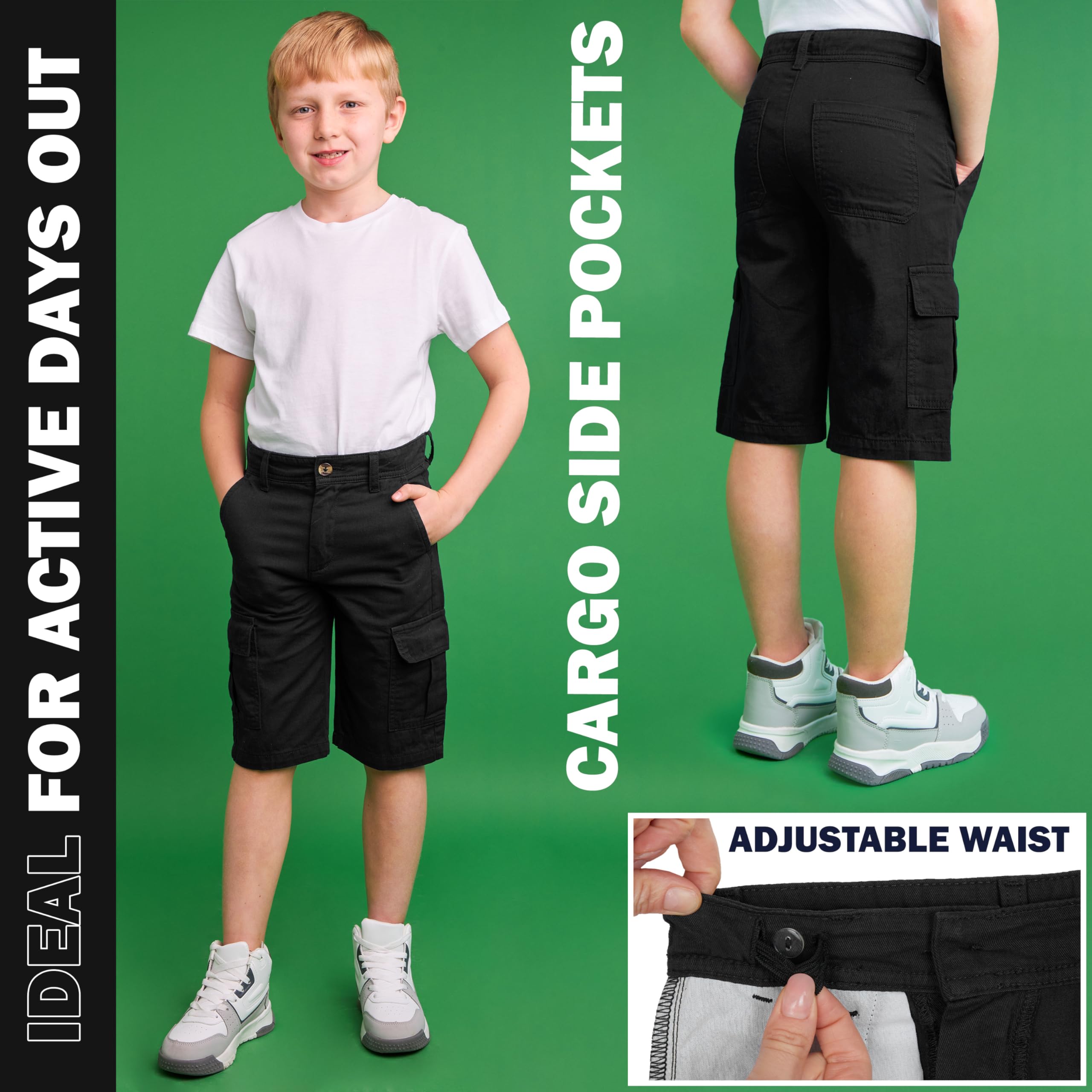 CityComfort Cargo Shorts Jungen, Kurze Cargohose Jungen mit Taschen & Elastischem Bund
