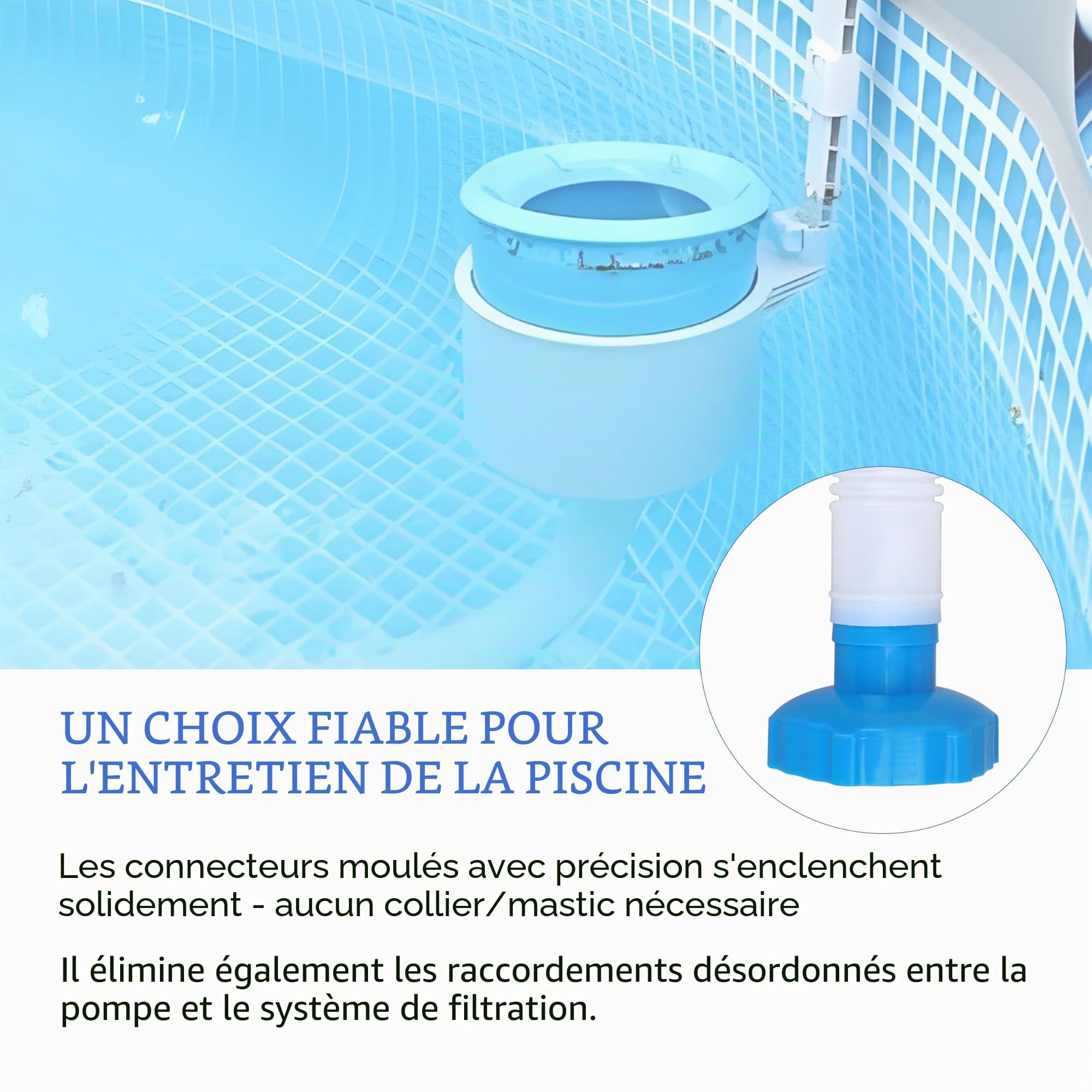 25016 Tuyau de Skimmer de Piscine avec Adaptateur, Tuyau de Remplacement pour Piscine, Tuyaus de Skimmer et Adaptateur B, Kit d’Accessoires pour Piscines Hors Sol pours Pompe de Filtre