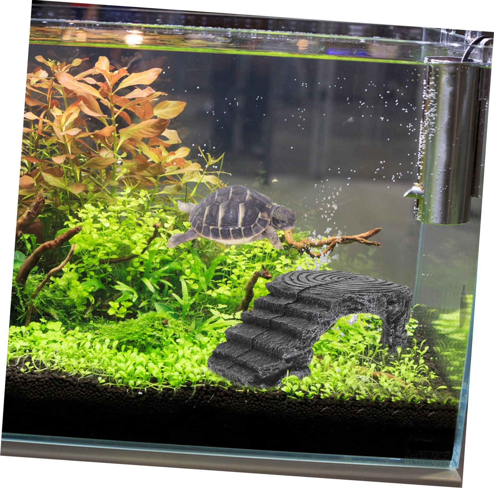 Plataforma De Reptiles para Tomar El Sol para Tortugas Rampa Integrada, Resina Resistente, Tamaño Mediano, para Acuario y Terrario, Adecuado para Tortugas Acuáticas y Reptiles Domésticos
