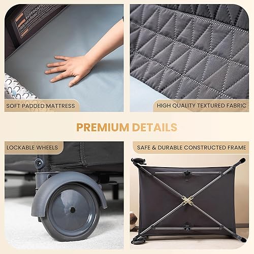 Miniatura 6 de 5 in 1 Multifunctional Pack and Play,Qutanix Foldable Baby Crib with Bassinets,Changing Table,Newborn Napper with Canopy,Diaper Stacker,Baby Playpen