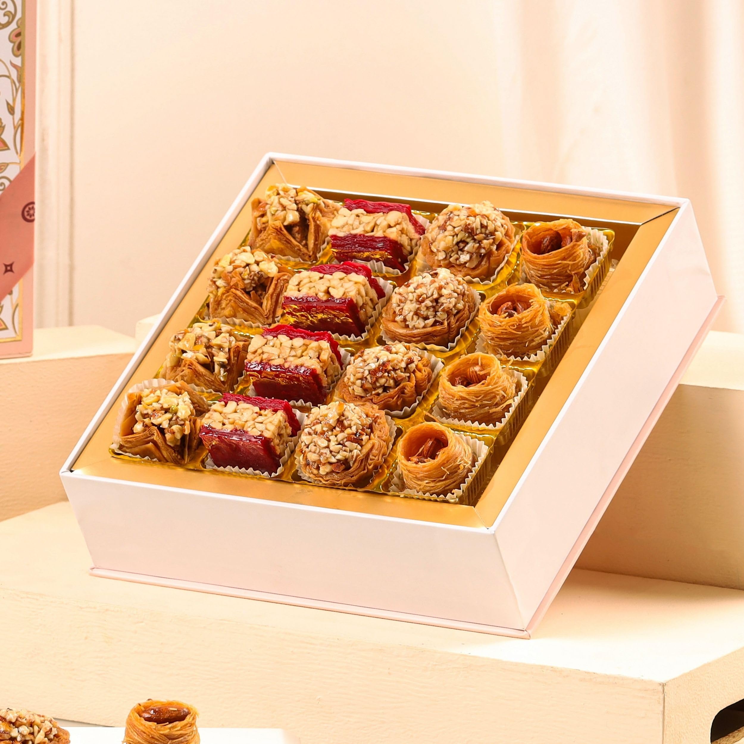 Oasis Baklawa Assorted Baklava Sweets | Rosello Collection Box – Premium Turkish & Lebanese Sweets Gift Box | Festive Gift Hamper for Rakhi, Diwali, Eid, Weddings & Corporate Gifting (16 PCS) 1