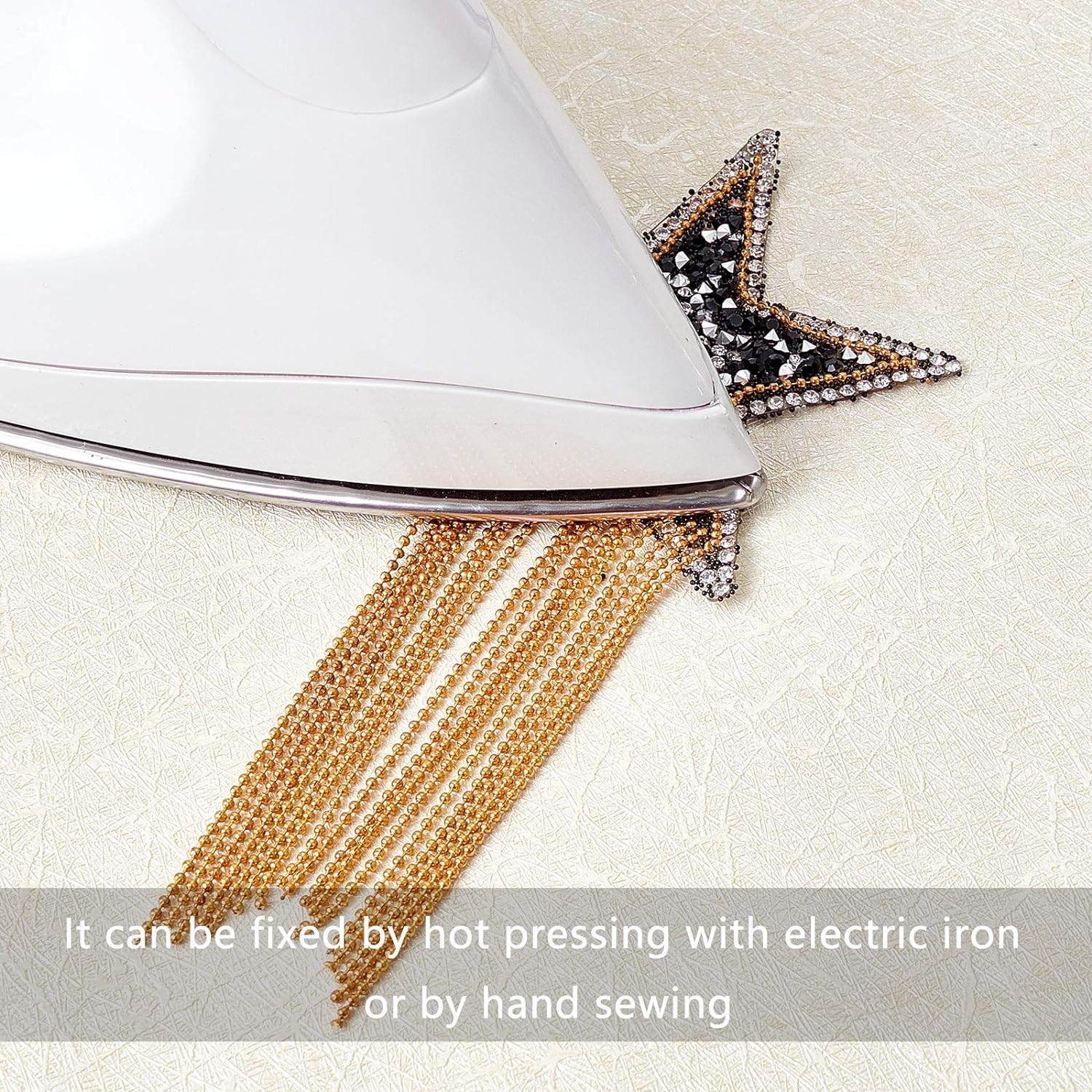 Iron on Patches DIY Rhinestone Star Applique Repair Patch for Clothes Dress Pants Jeans Hats Bags Clothing Embellishment (2 Gold Stars+2 Silver Stars)