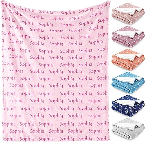 Yofair Manta personalizada con nombre, manta de bebé personalizada con palabras de letras, manta de franela de felpa suave para bebés, niños,