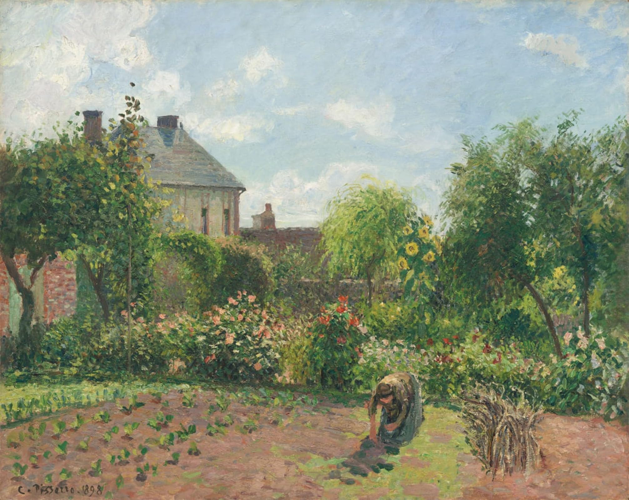 POSTERIIk Famous Modern Artwork Art Mural the Artist's Garden At Eragny by Camille Pissarro Oil Paintings Pictures for Home Decor 60x90cm