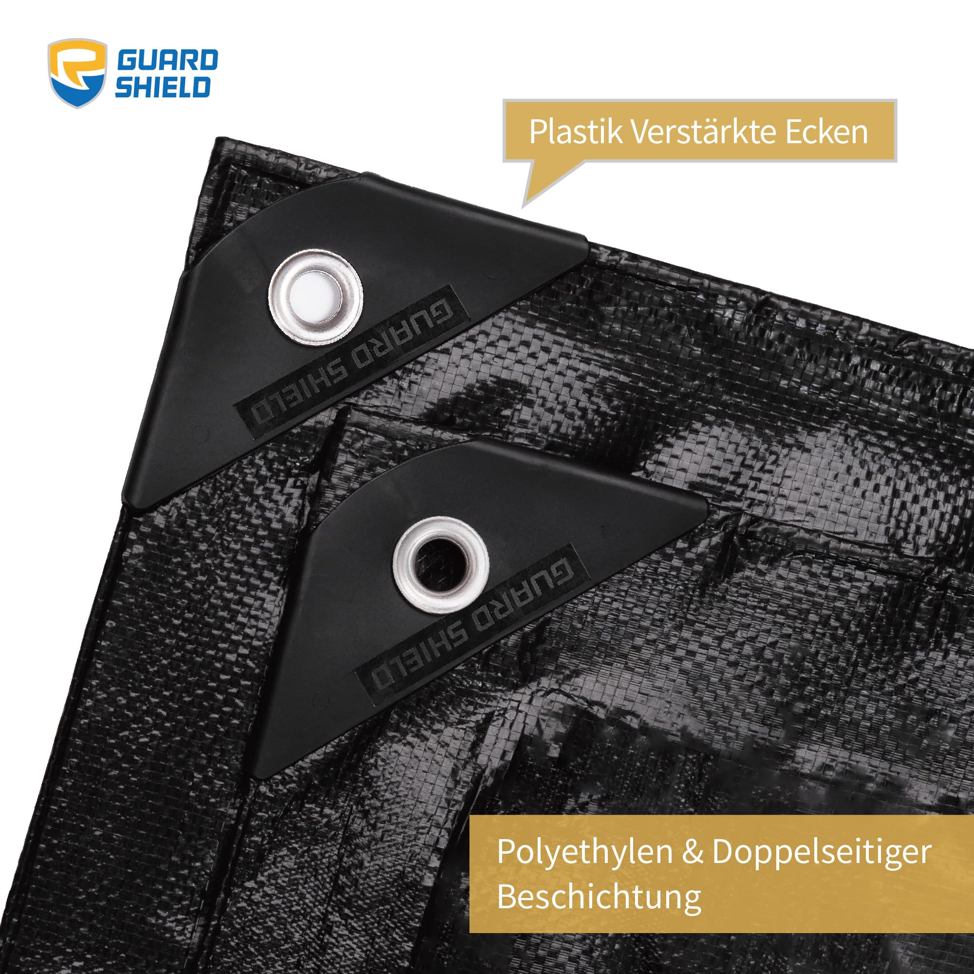 GUARD SHIELD Telone di copertura con occhielli, impermeabile, 5 m x 6 m, nero, multifunzione, in poliestere, 120 g/㎡, in tessuto, multiuso, resistente agli strappi, stabilizzato ai raggi UV